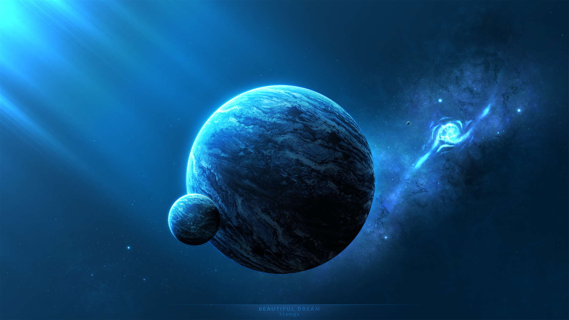 General 1920x1080 planet space art space blue digital art stars