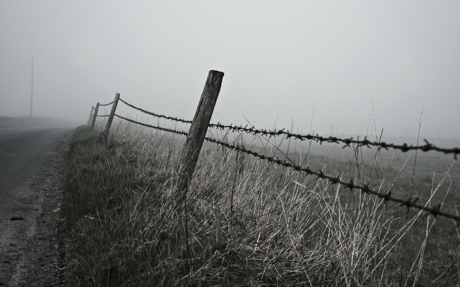 General 1920x1200 fence landscape mist outdoors barbed wire