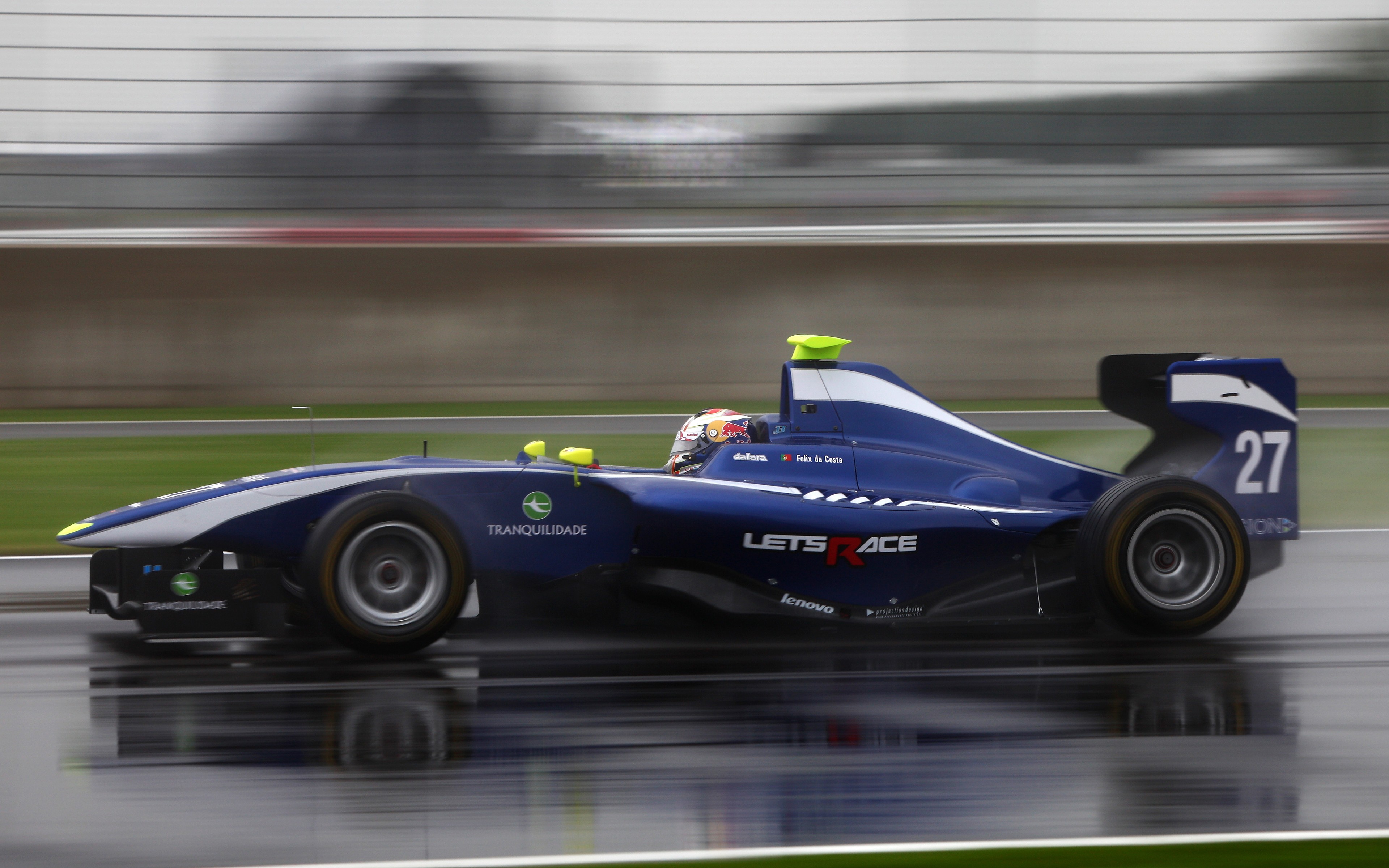 General 3840x2400 car race tracks rain motion blur formula cars vehicle blue cars race cars motorsport racing sport