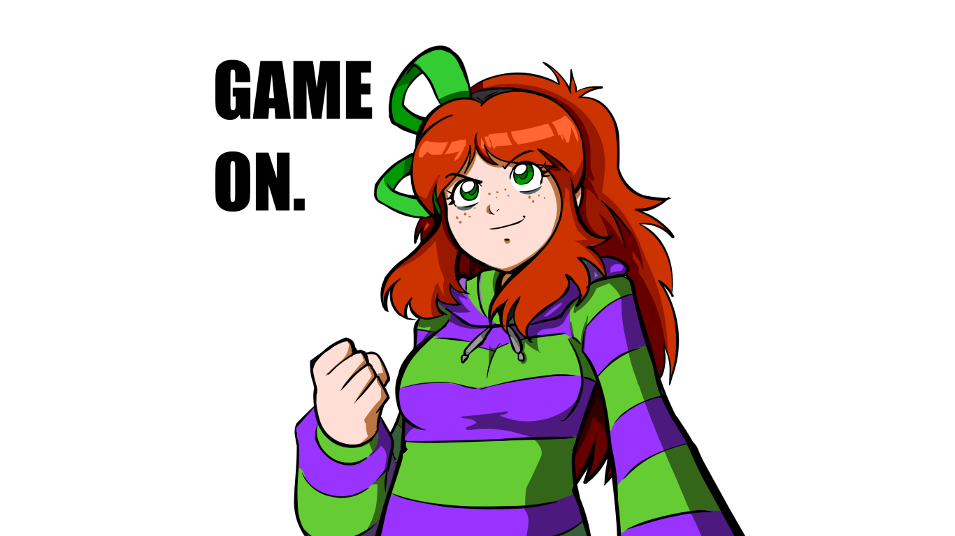 General 1366x768 Vivian James GamerGate freckles green eyes redhead typography striped sweaters fist women long hair white background simple background