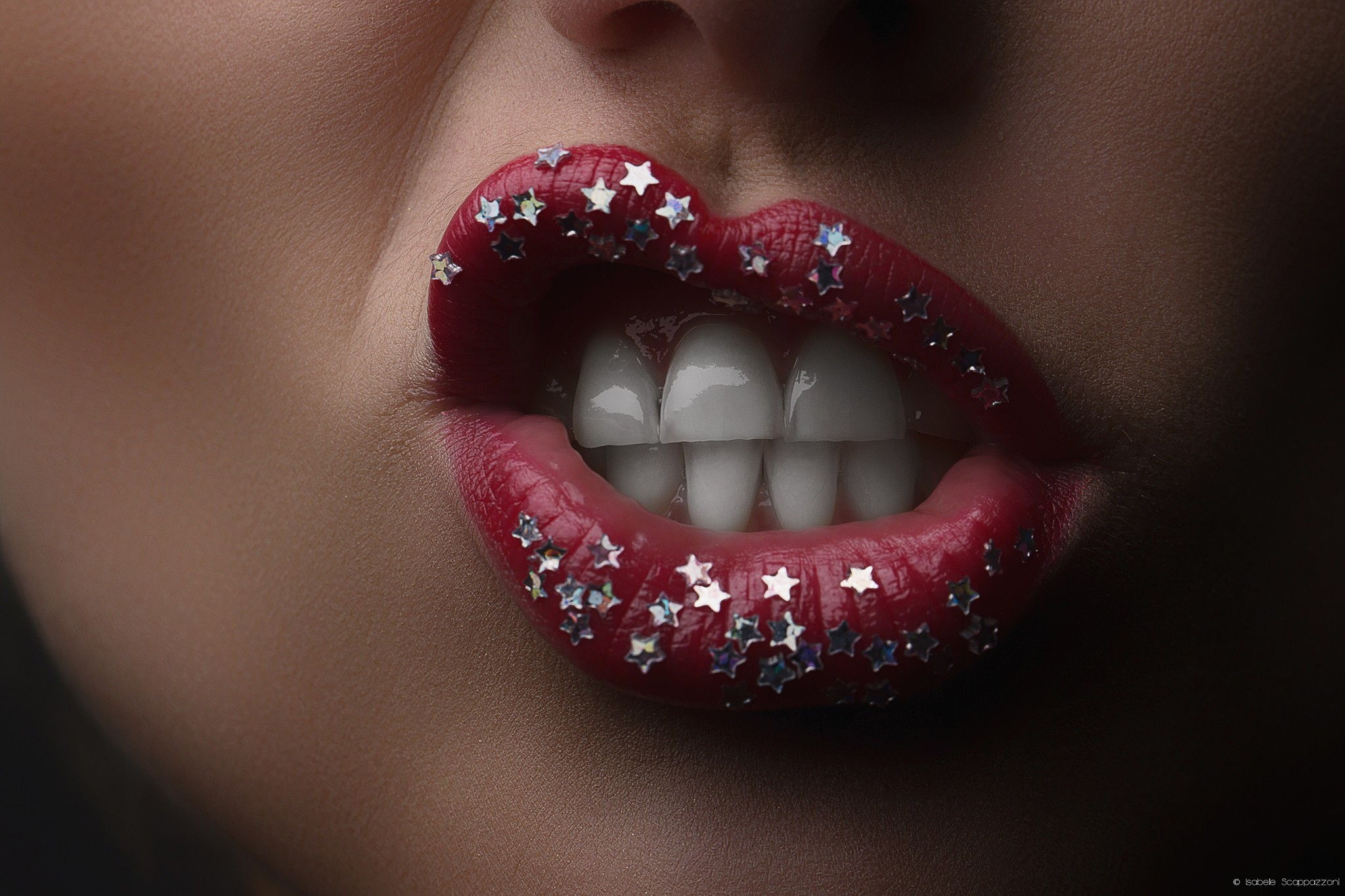 People 2048x1365 women red lipstick teeth closeup face stars watermarked lips