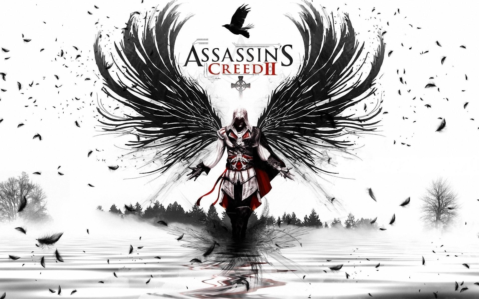 General 1920x1200 Assassin's Creed II Assassin's Creed video game art wings video games PC gaming feathers birds video game men Ubisoft