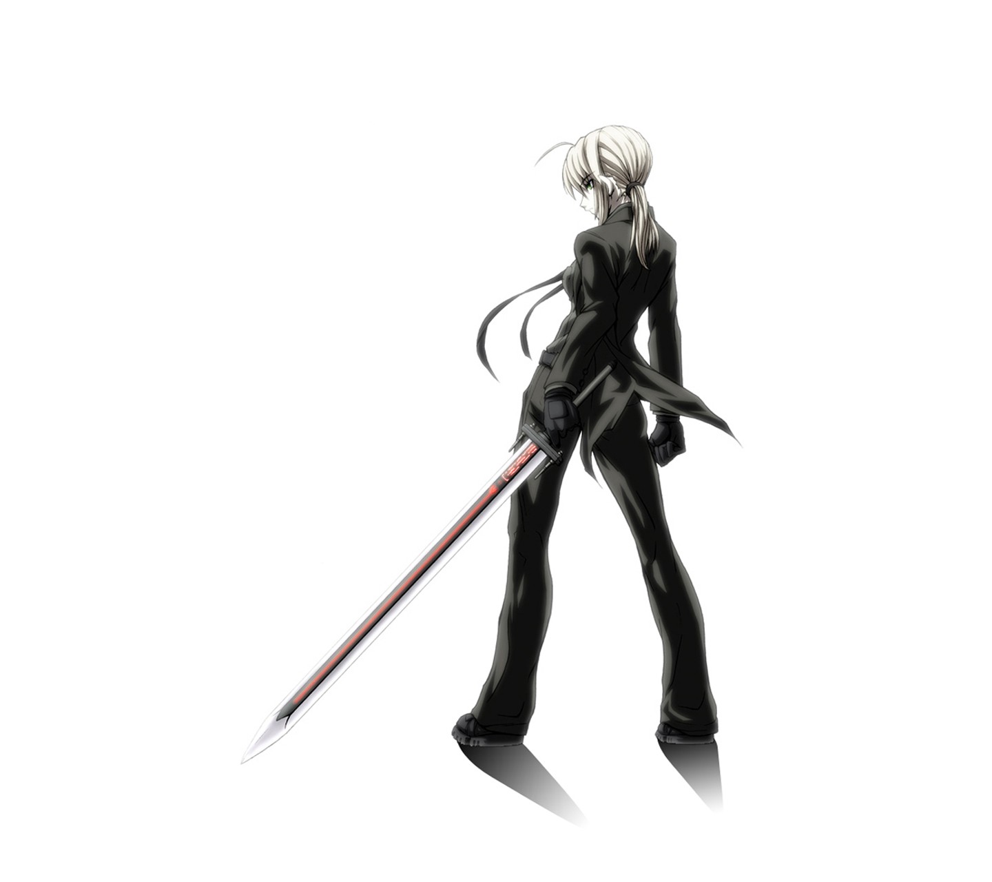 Anime 1440x1280 Saber Fate/Zero anime selective coloring anime girls women standing women with swords simple background white background