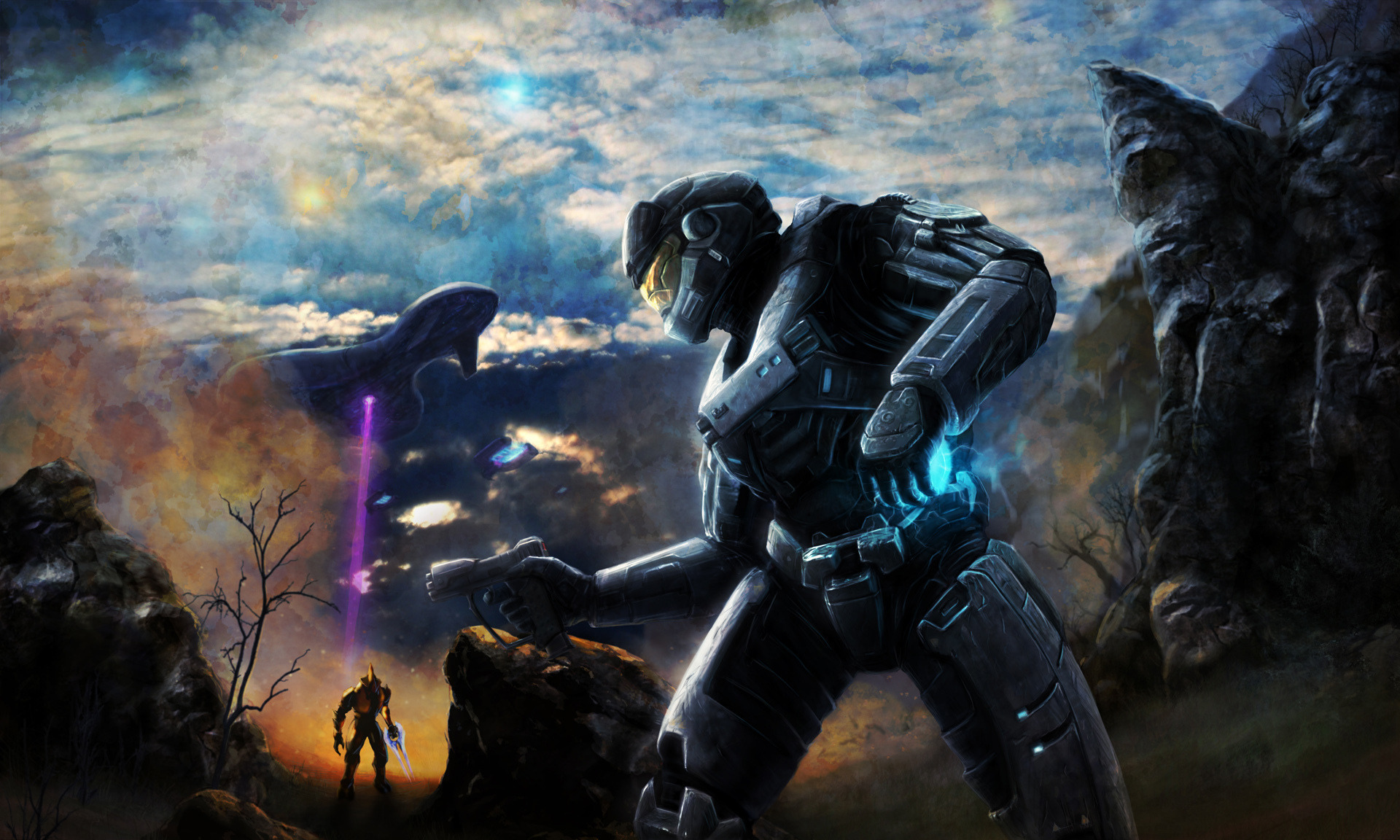 General 1920x1152 Halo artwork video games digital art Video Game Heroes science fiction video game art PC gaming Master Chief (Halo) video game characters