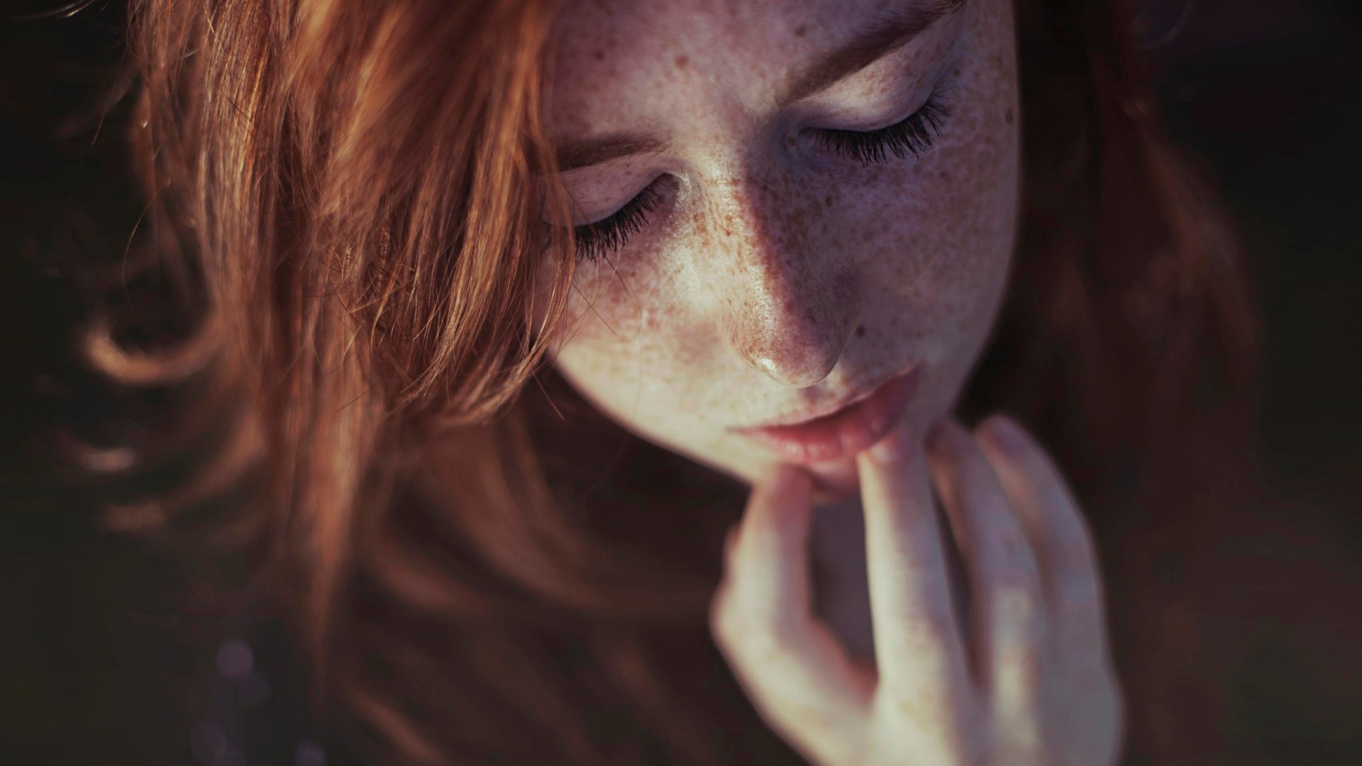 People 1920x1080 women redhead face freckles closeup model