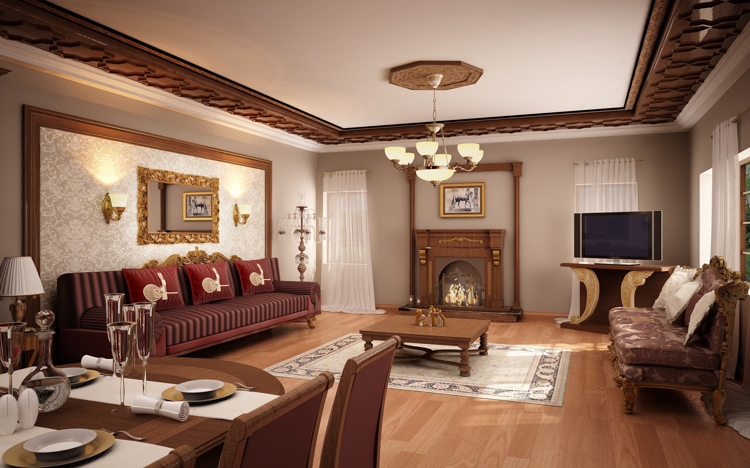 General 2400x1500 interior living rooms interior design indoors CGI wooden surface