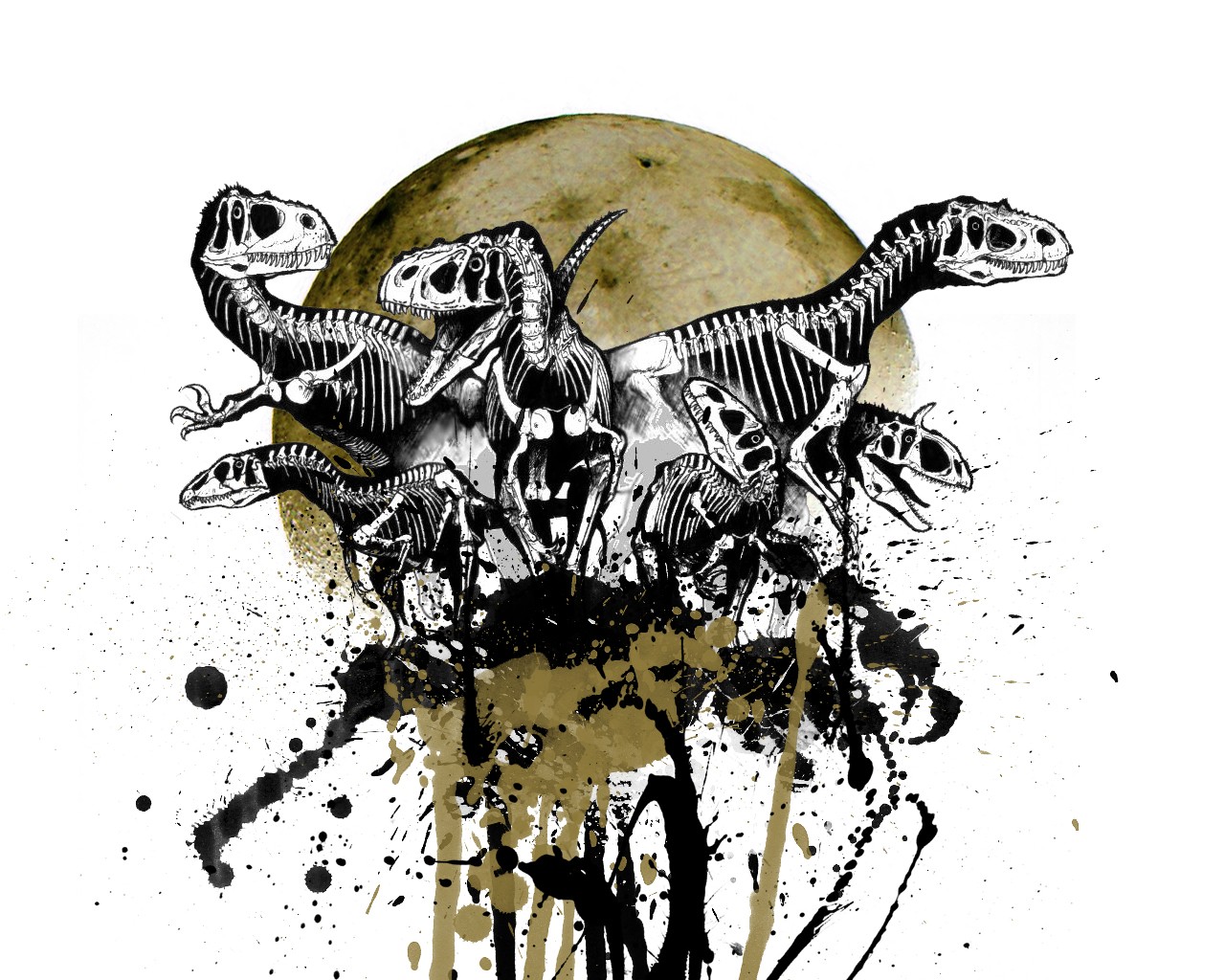 General 1280x1024 skull dinosaurs skeleton Moon