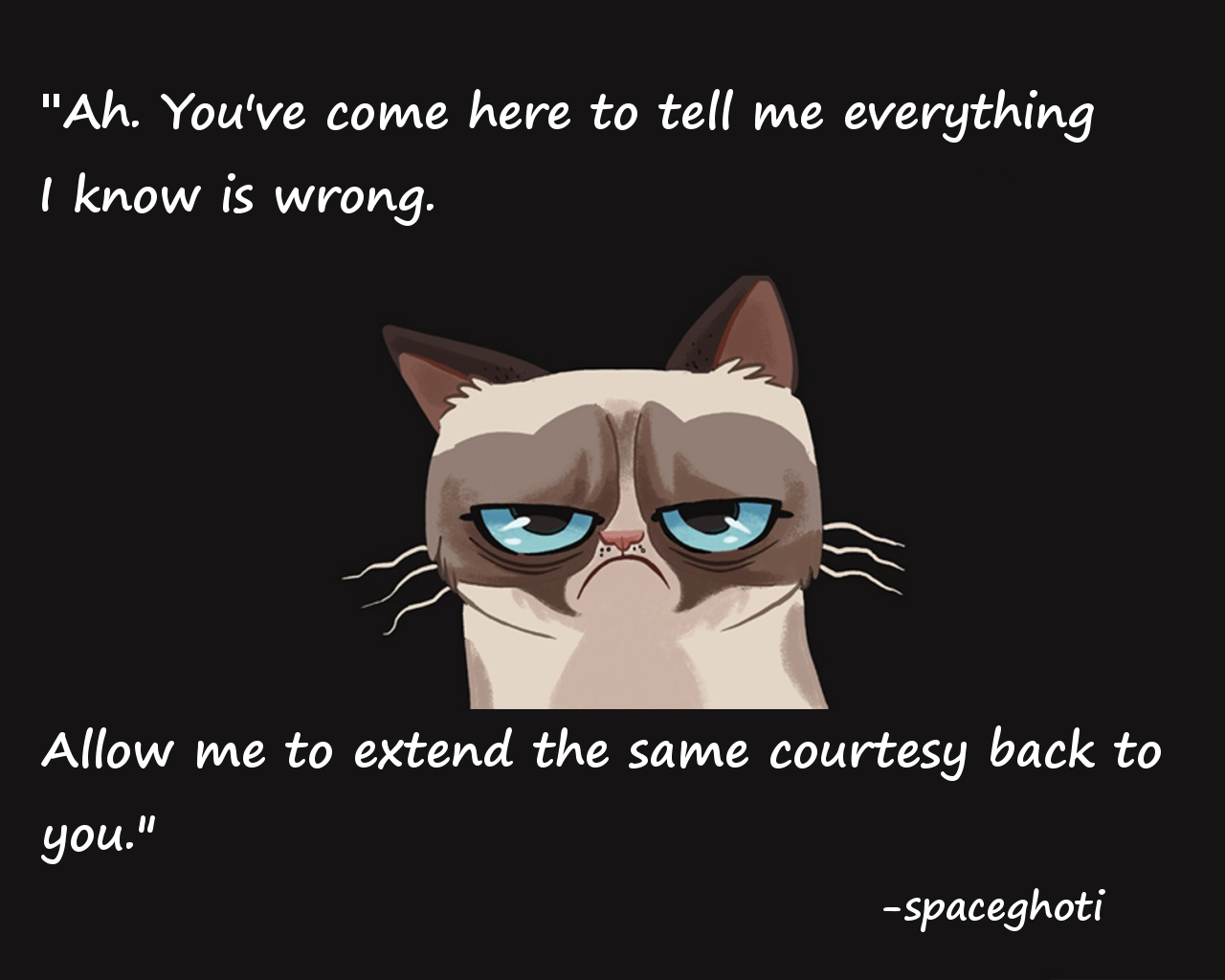 General 1280x1024 Grumpy Cat quote dark artwork cats animals humor