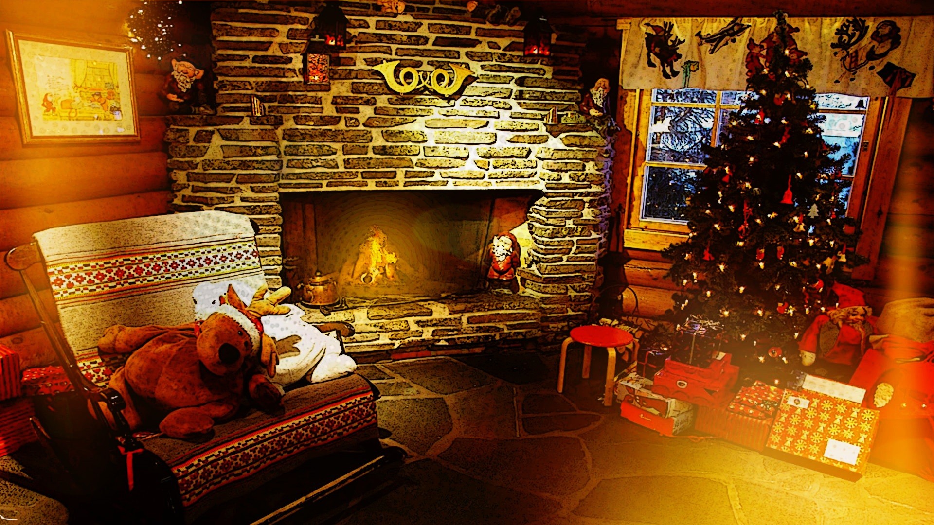 General 1920x1080 lights fireplace Christmas indoors Christmas tree