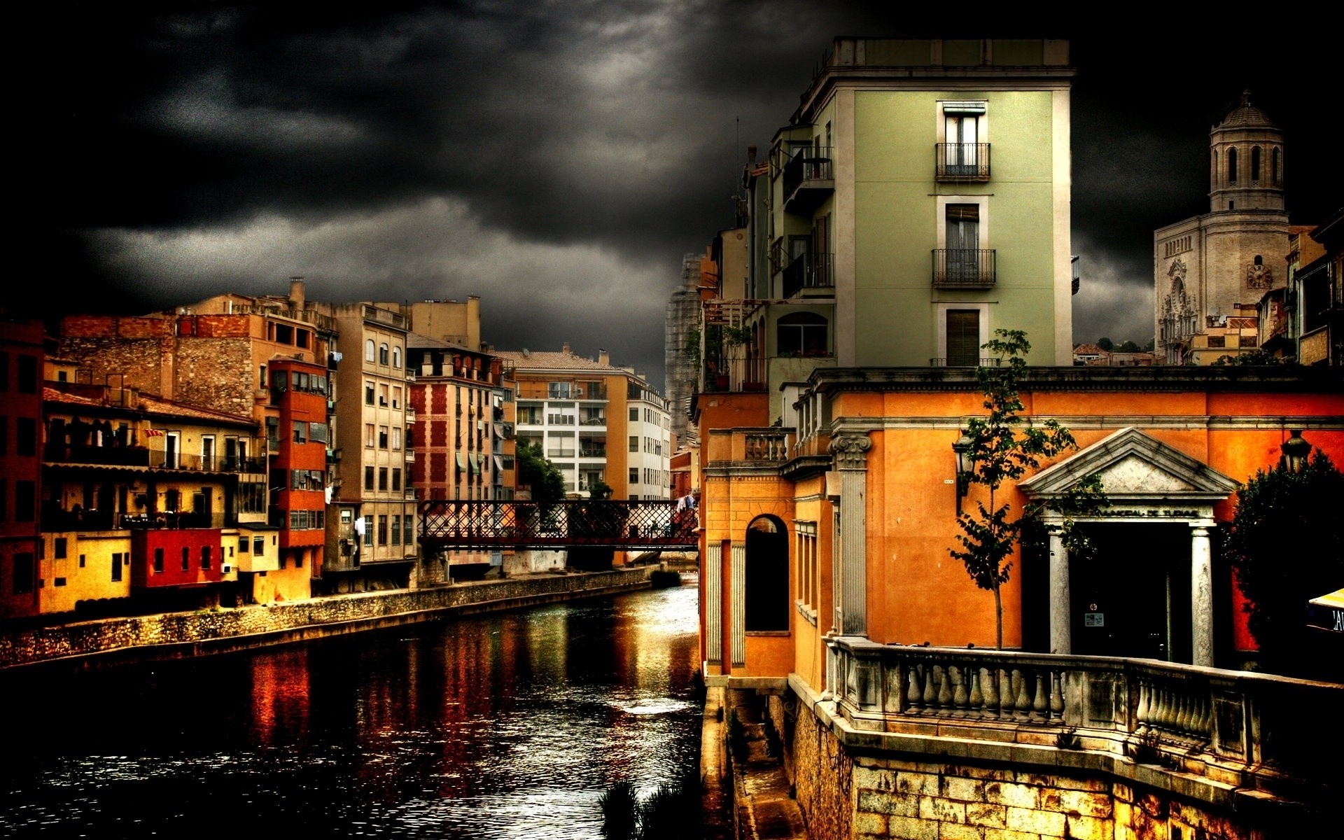 General 1920x1200 cityscape Rome dark sky water city Italy river building low light