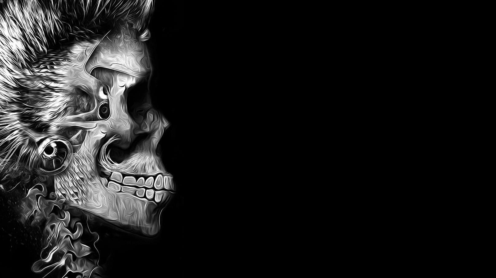 General 1617x907 skull artwork black background simple background