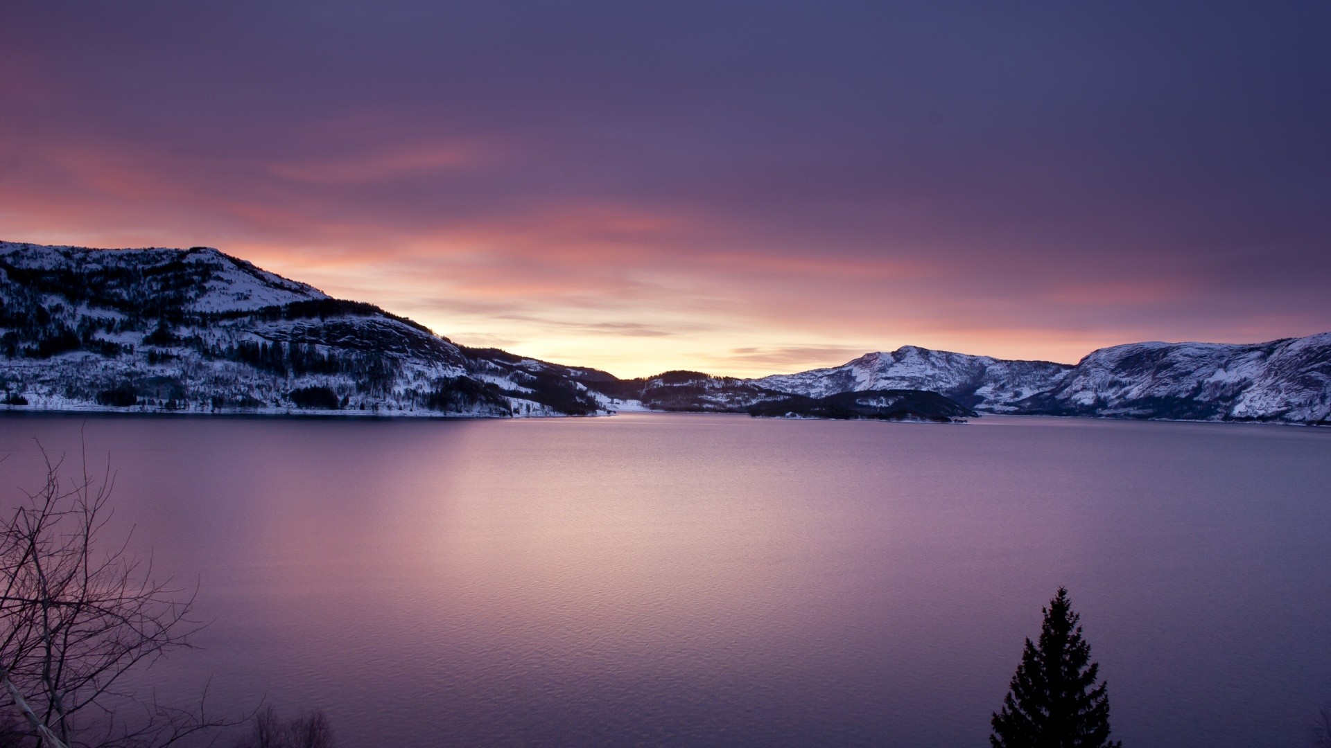General 1920x1080 nature lake mountains landscape winter cold outdoors Norway