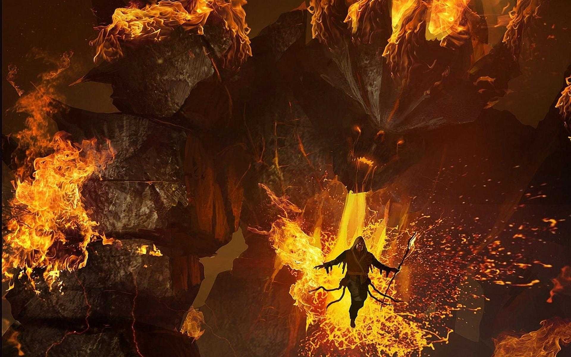 General 1920x1200 fantasy art Balrog The Lord of the Rings artwork demon fire creature