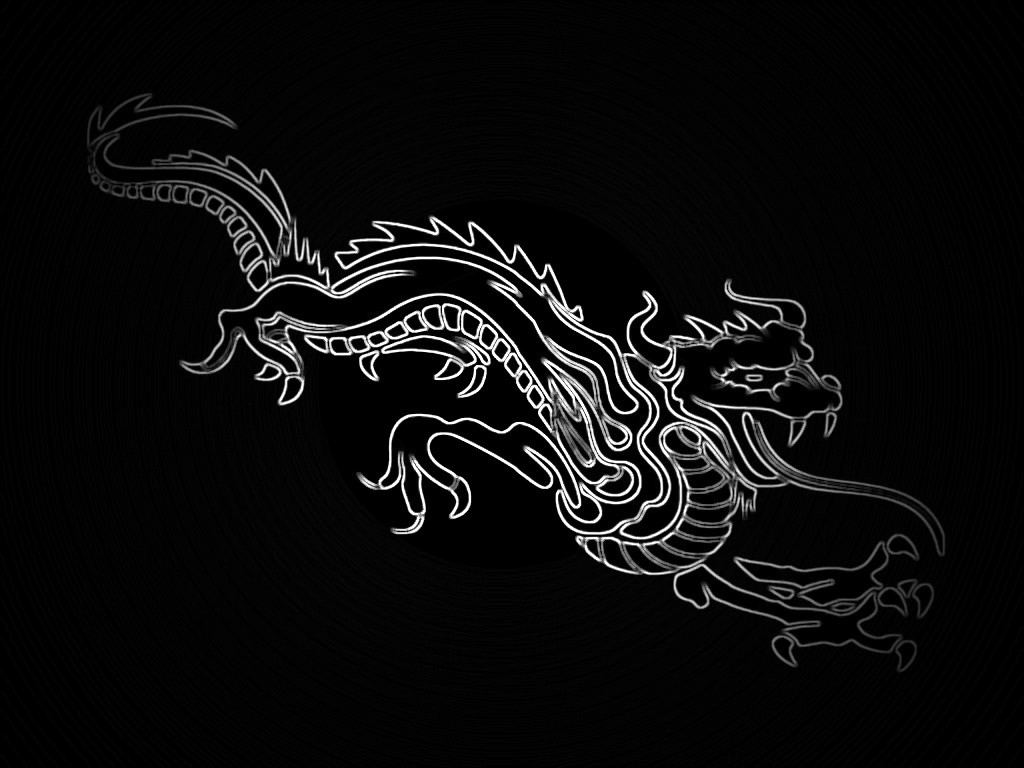 General 1024x768 dragon artwork minimalism simple background black background monochrome Chinese dragon