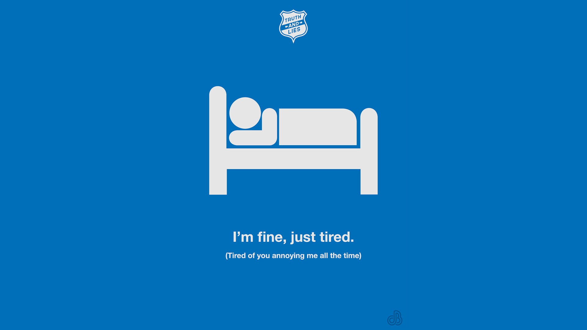 General 1920x1080 Justin Barber minimalism humor simple background blue background bed typography