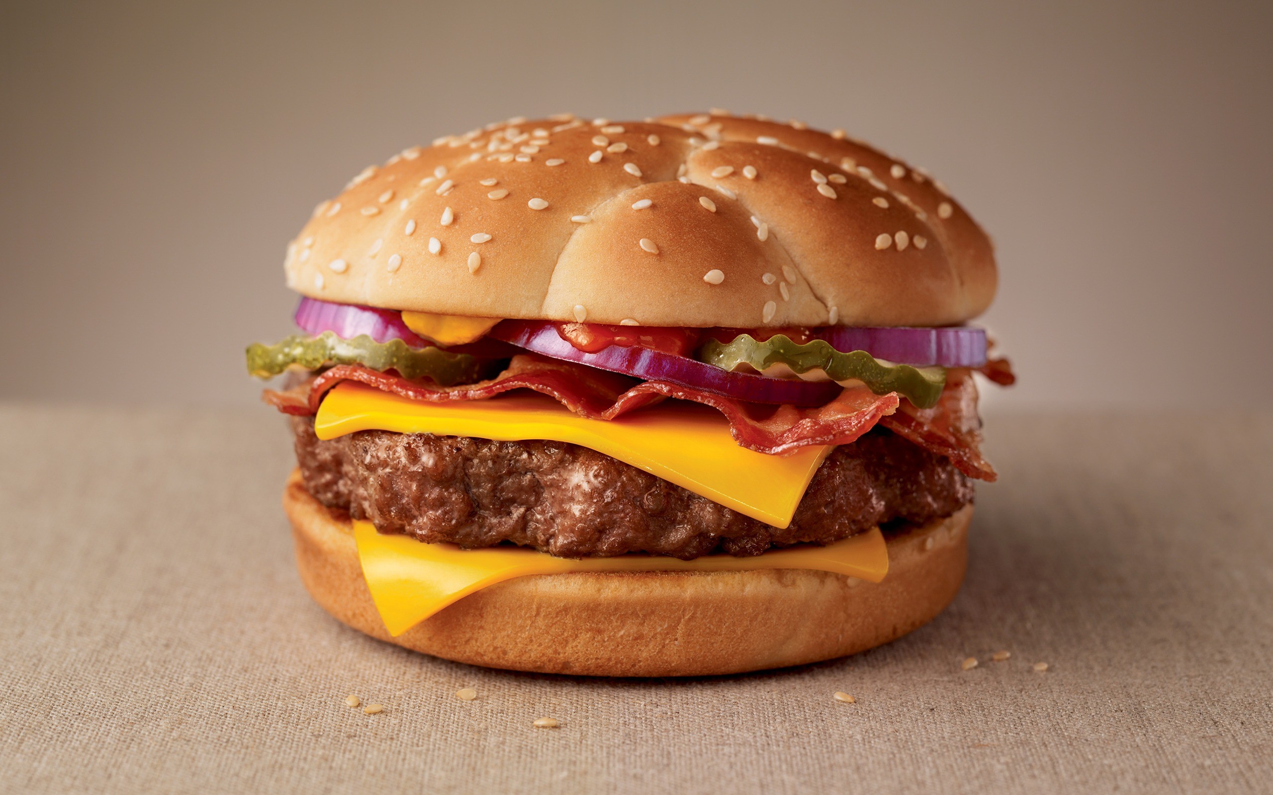 General 2560x1600 food meat burgers cheese simple background closeup seeds buns