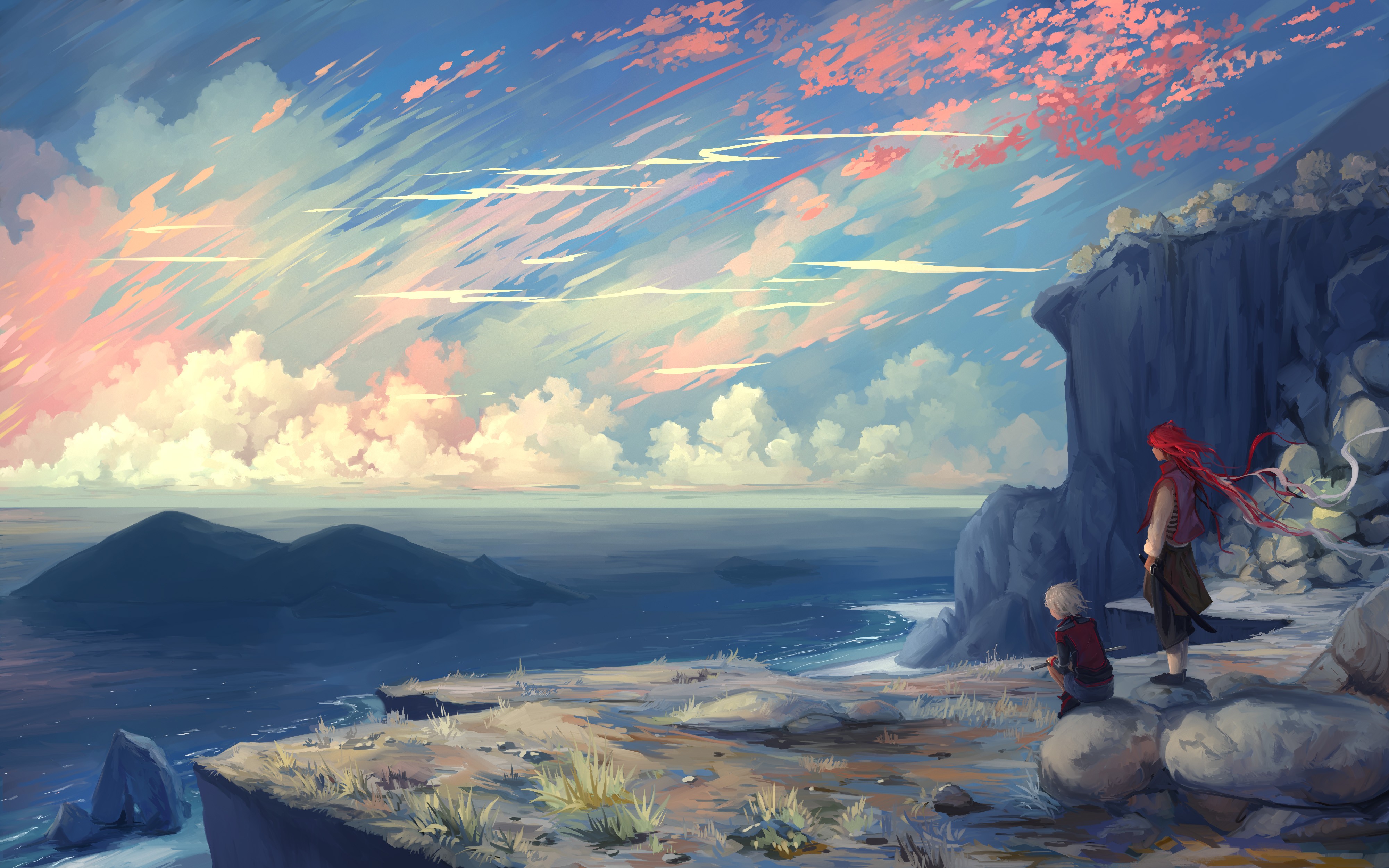 General 4000x2500 cliff clouds original characters DeviantArt fantasy art landscape sky