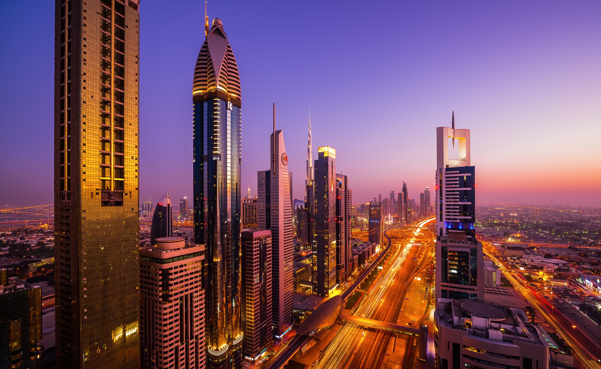 General 2048x1259 Dubai city building city lights sunset cityscape