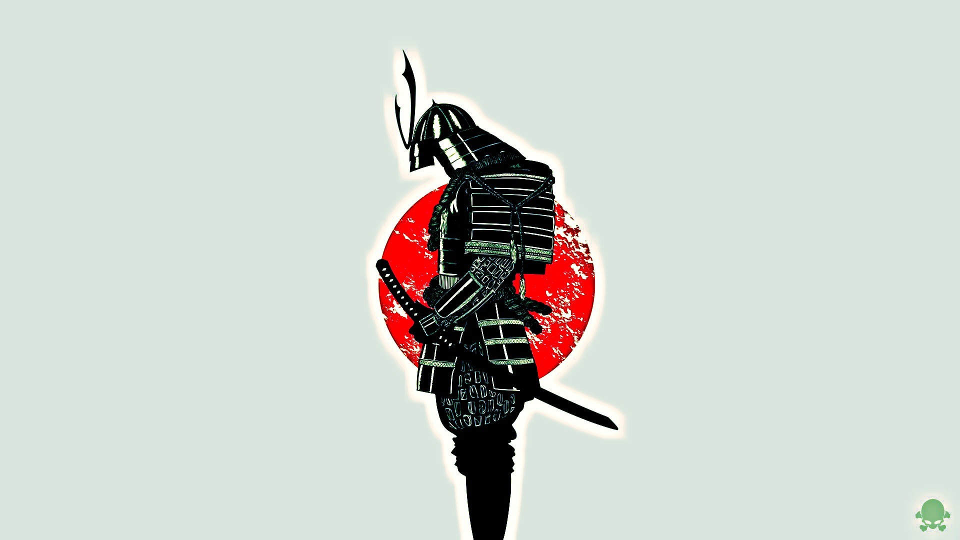 General 1920x1080 samurai minimalism Japan flag simple background