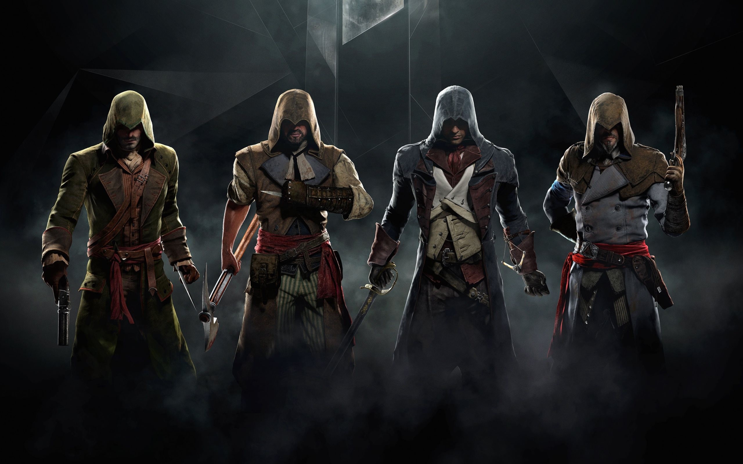 General 2560x1600 video games Video Game Heroes Assassin's Creed Ubisoft video game characters video game art video game men PC gaming gun axes sword hoods Assassin's Creed Syndicate