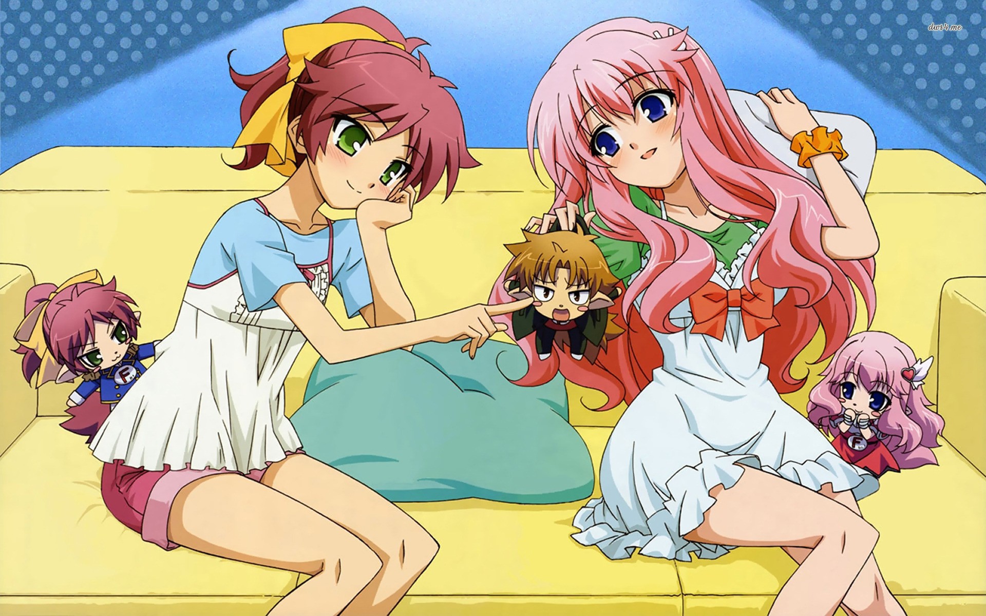 Anime 1920x1200 Baka to Test to Shoukanjuu  anime anime girls anime boys sitting pink hair
