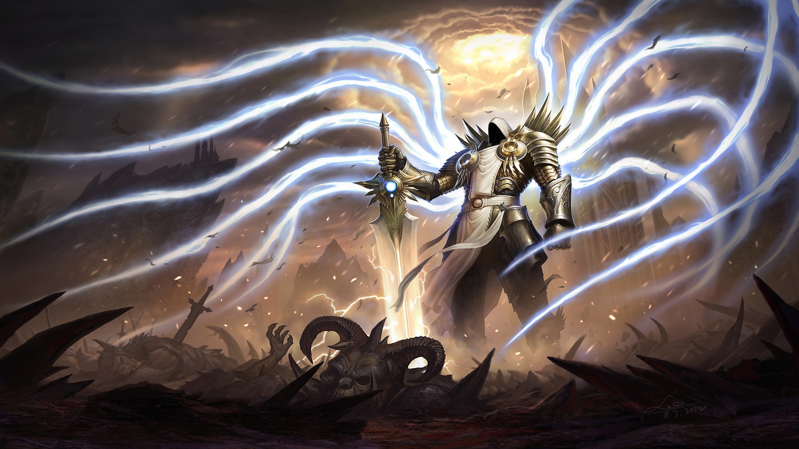 General 2560x1440 Diablo 3: Reaper of Souls video games Diablo III fantasy art digital art Tyrael PC gaming Blizzard Entertainment