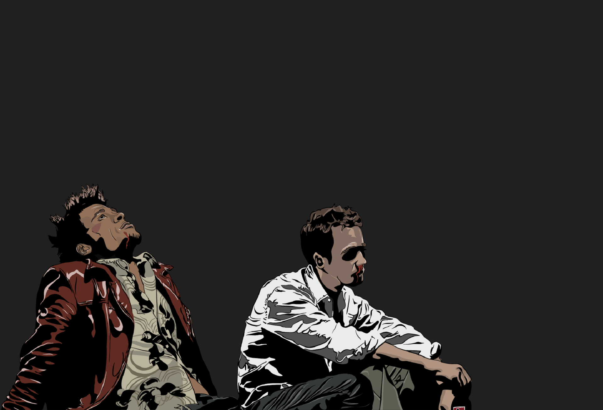 General 1920x1305 Fight Club movies vector simple background black background artwork movie characters book characters Brad Pitt Edward Norton David Fincher actor