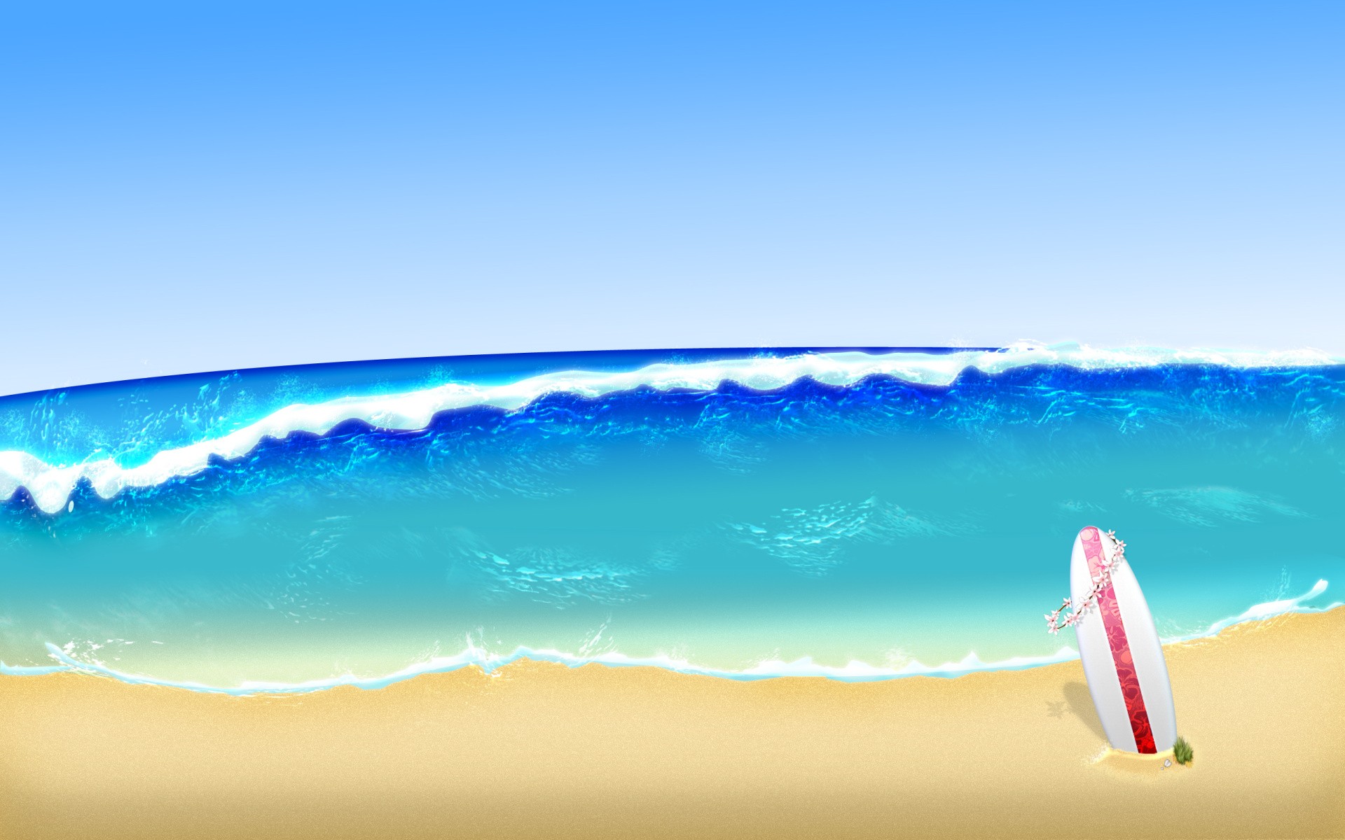 General 1920x1200 beach surfboards waves summer sea artwork