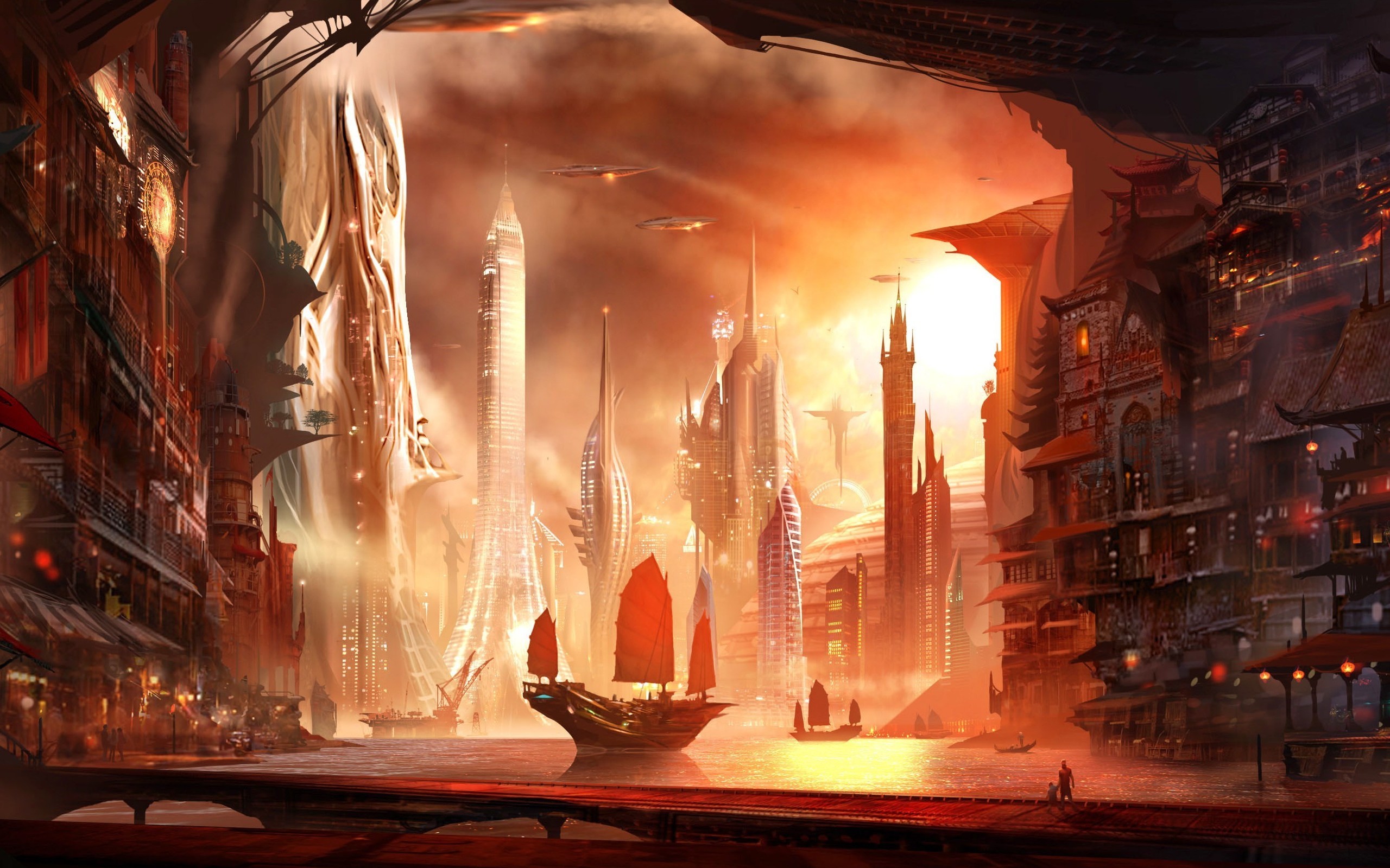 General 2560x1600 science fiction sailing ship futuristic fantasy art artwork sky digital art