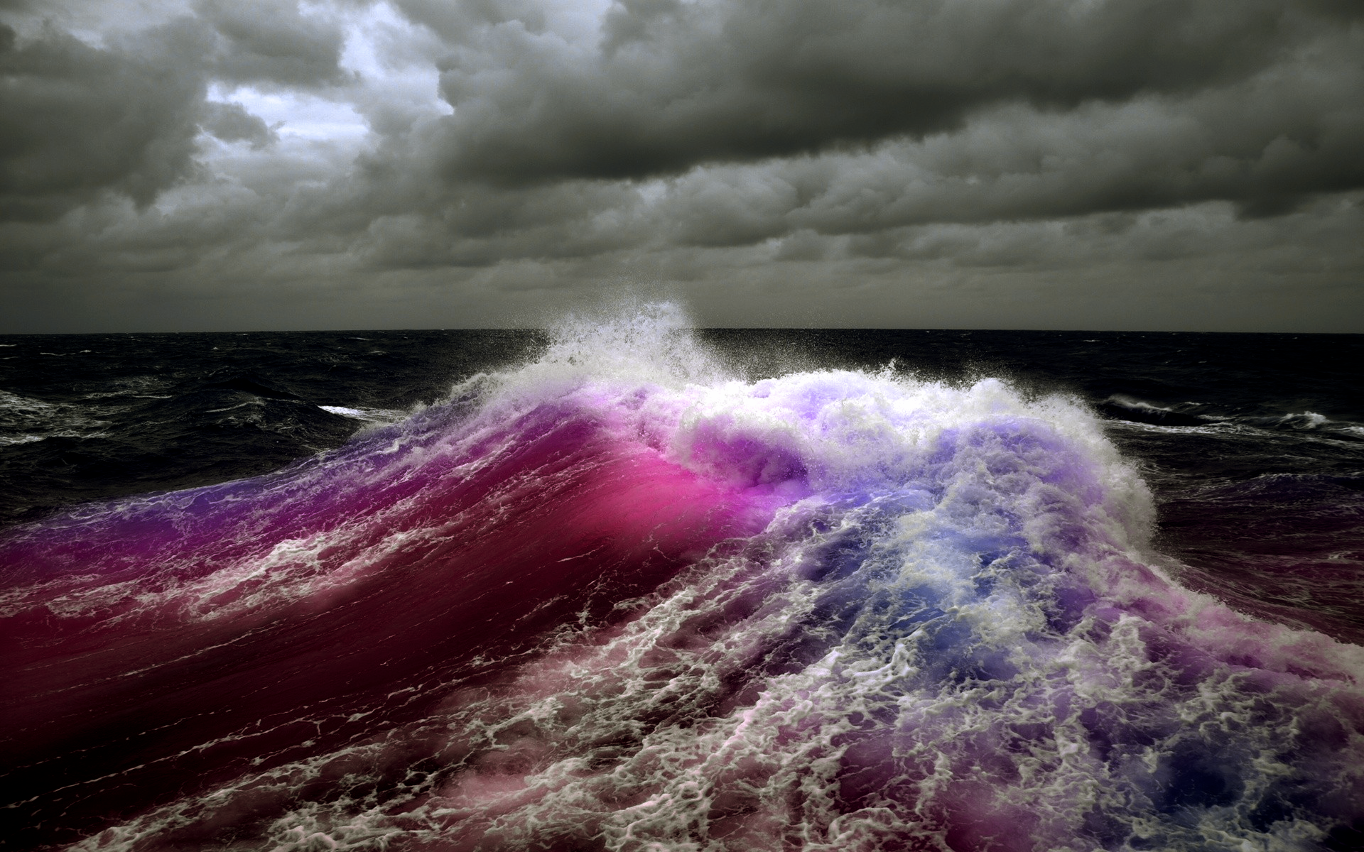 General 1920x1200 sea water waves photo manipulation colorful pink selective coloring photoshopped