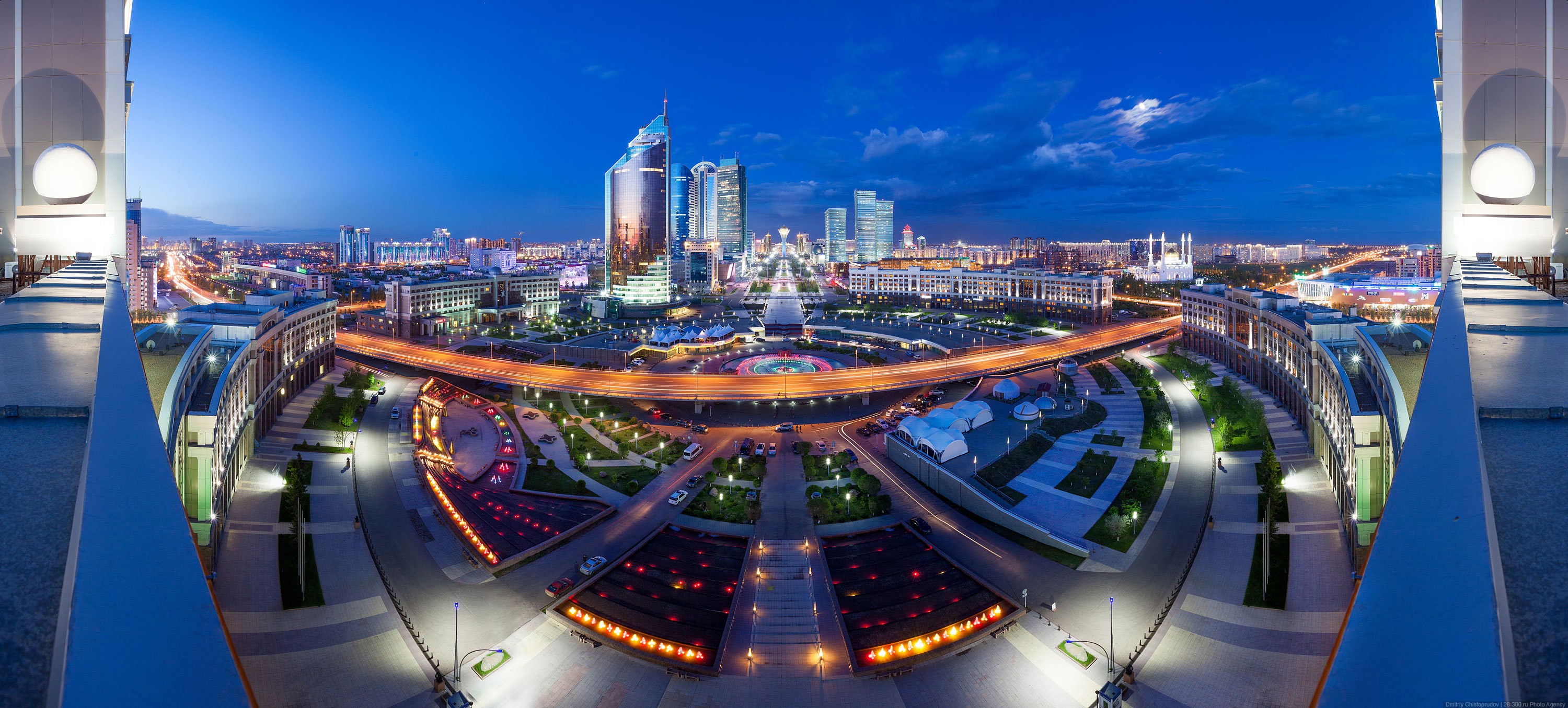 General 3000x1356 cityscape city Kazakhstan Astana city lights low light