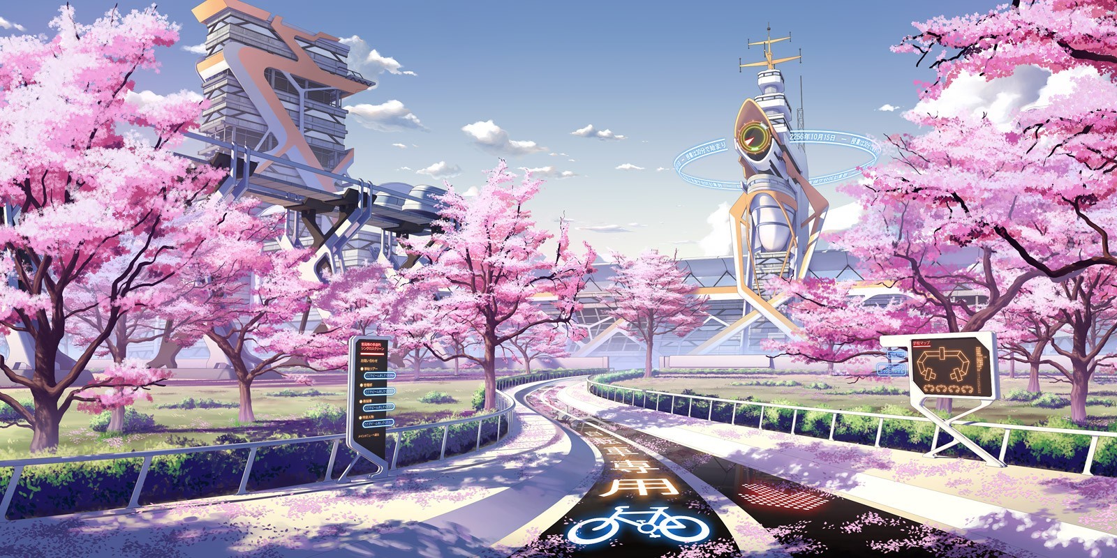 Anime 1600x800 Culture Japan anime colorful science fiction cherry blossom spring