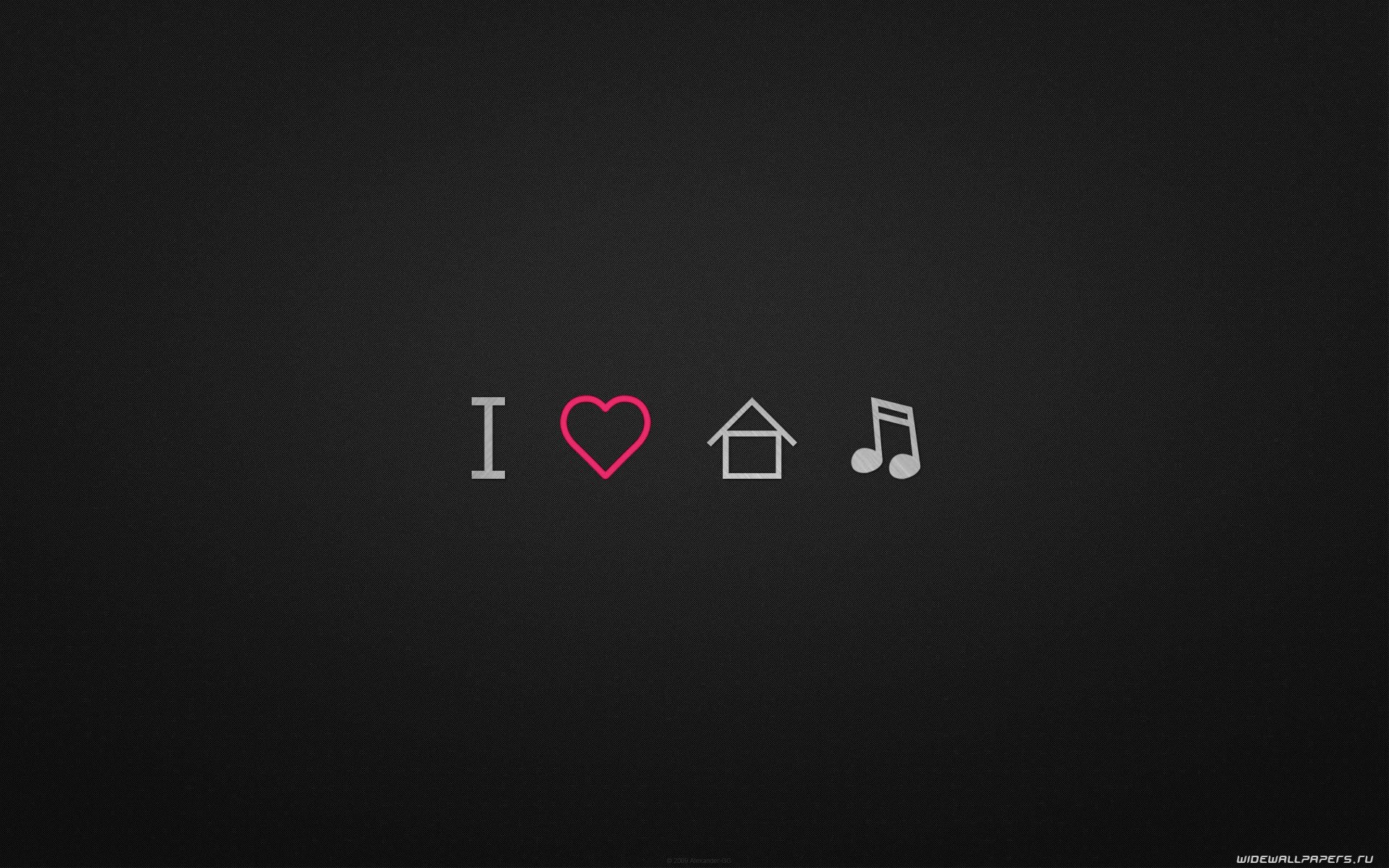 General 1920x1200 house music minimalism heart (design) musical notes simple background