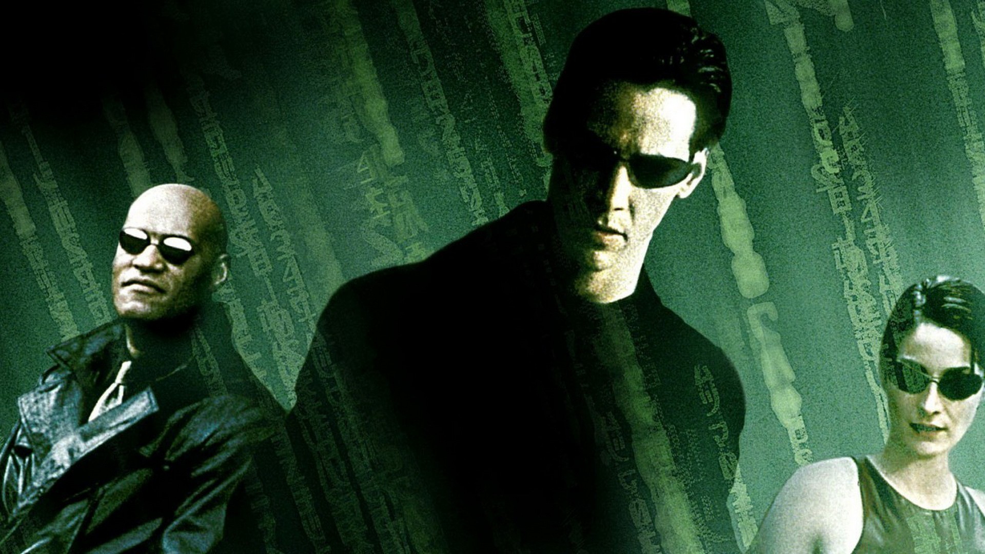 General 1920x1080 The Matrix movies Neo Keanu Reeves Morpheus Carrie-Anne Moss Trinity Laurence Fishburne 1999 (Year) sunglasses