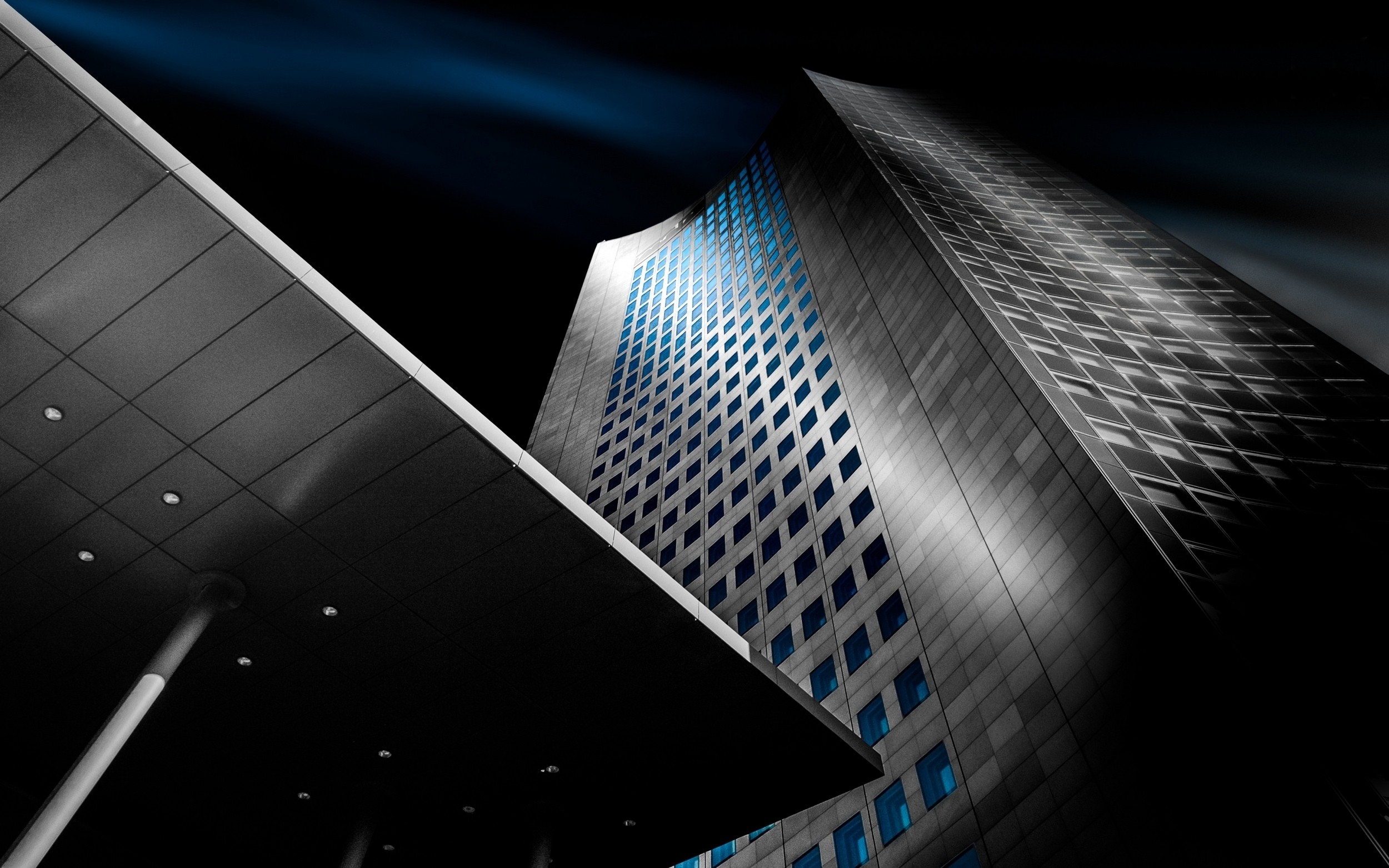 General 2500x1563 skyscraper architecture blue building modern lights concrete steel worm's eye view