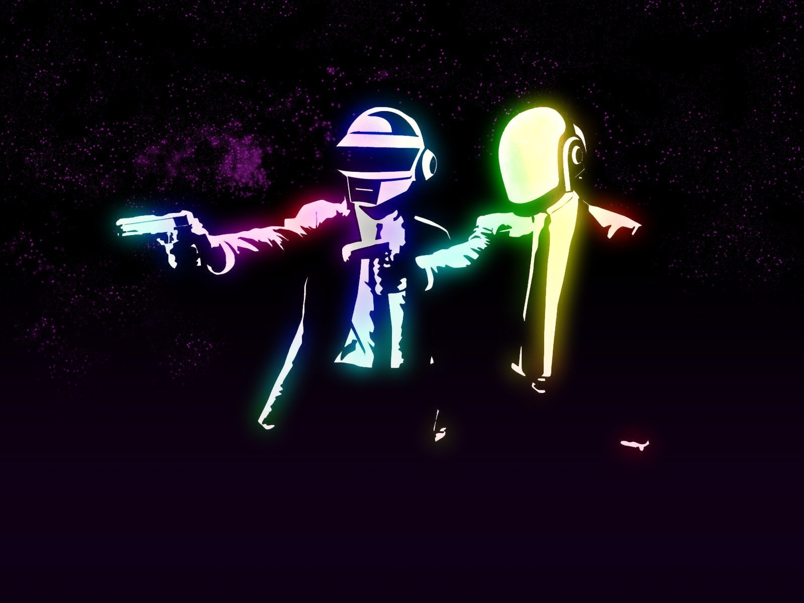 General 1600x1200 Daft Punk music digital art Pulp Fiction (parody) gun neon weapon colorful crossover electronic music