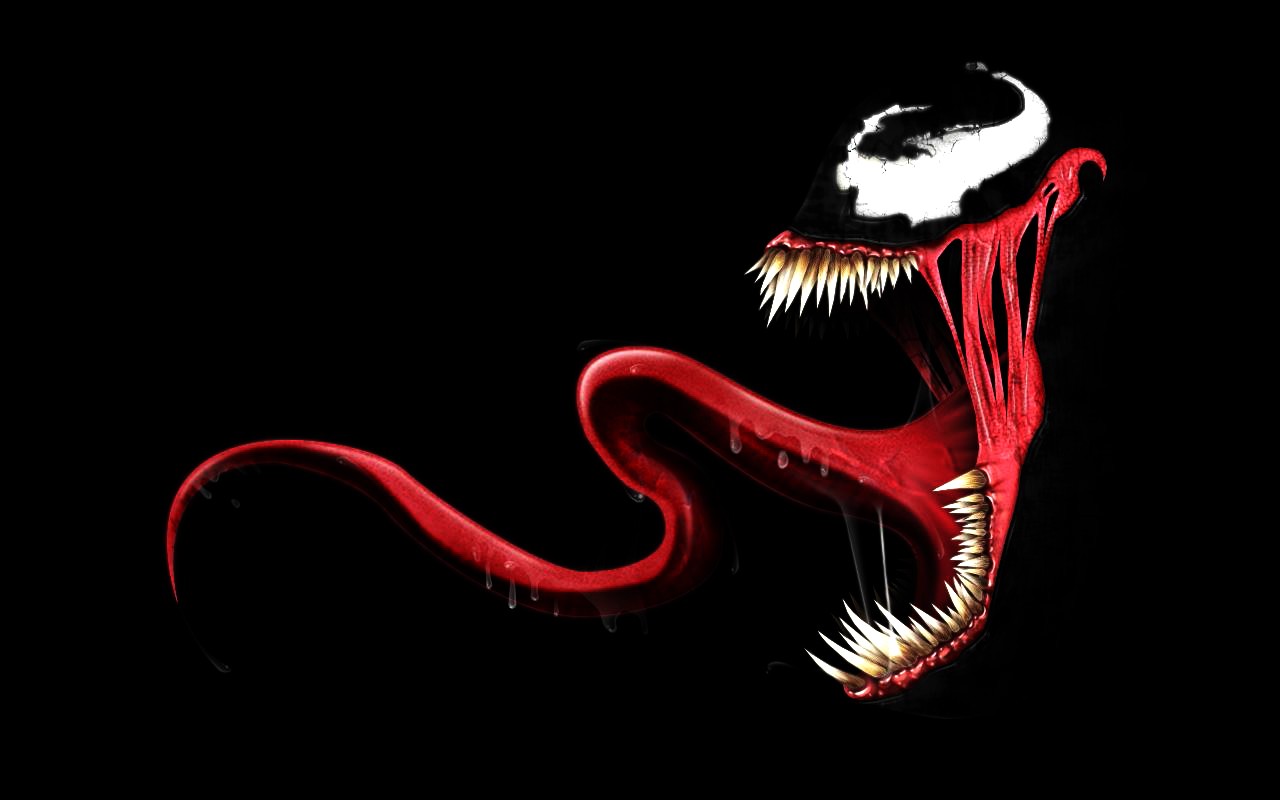 General 1280x800 Venom creature artwork simple background black background tongues comics