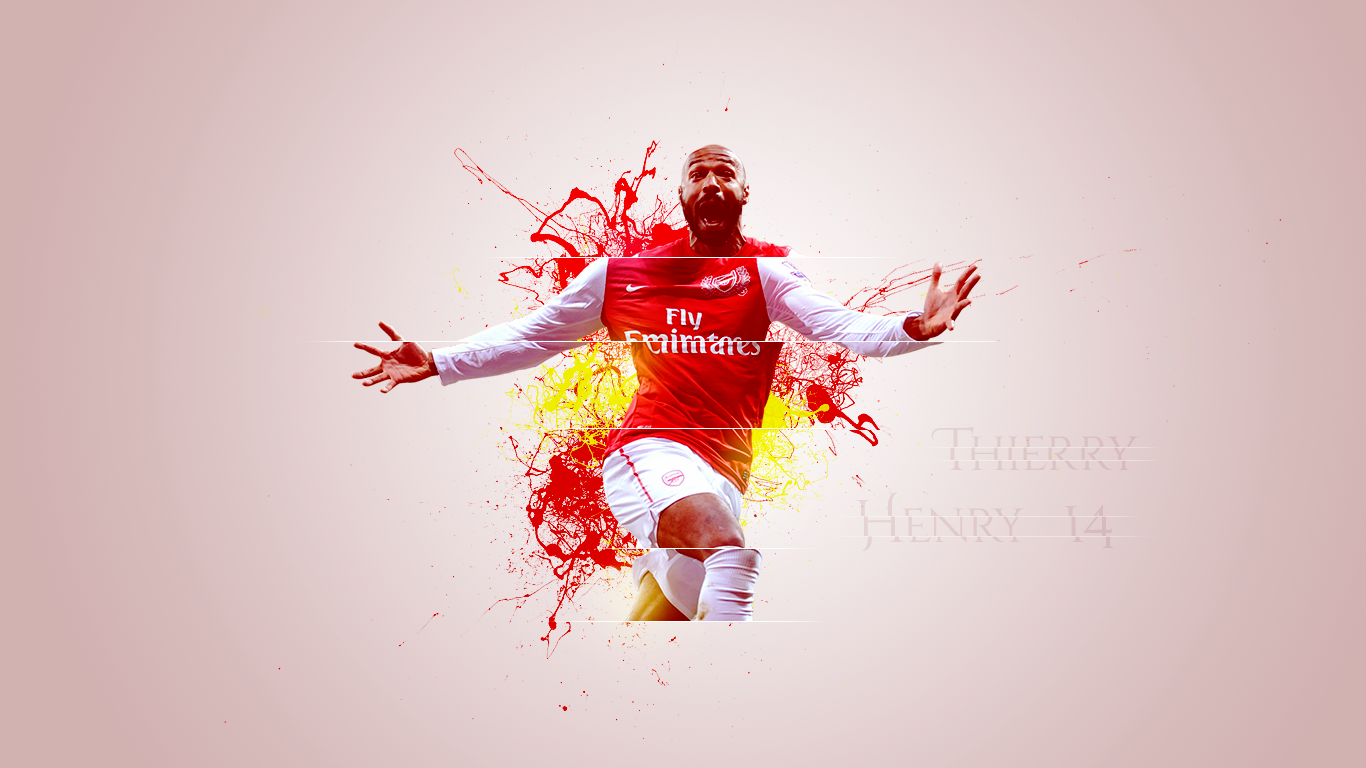 General 1366x768 Arsenal FC Thierry Henry men digital art soccer simple background sport