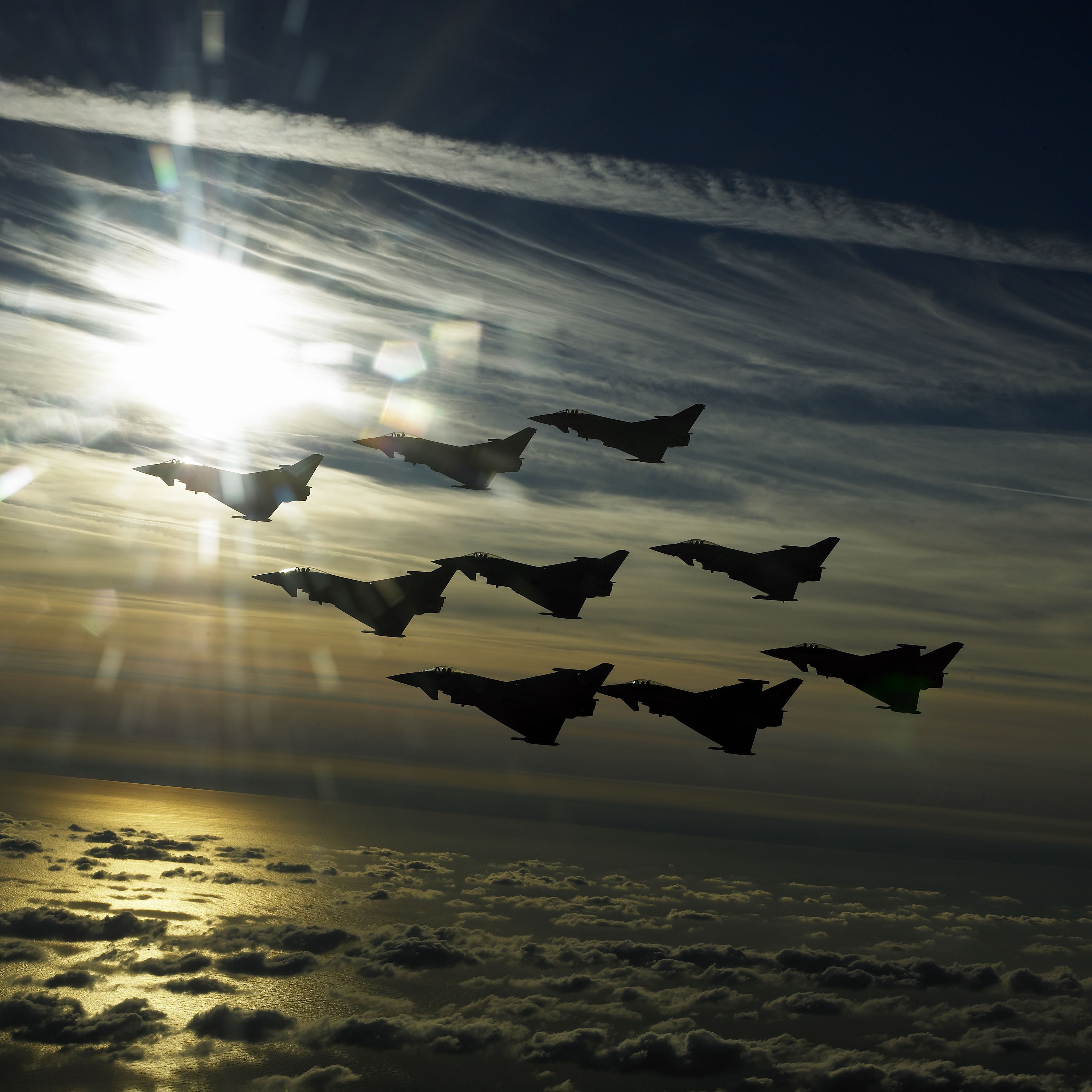 General 3600x3600 Eurofighter Typhoon jet fighter airplane aircraft sky military aircraft vehicle military Formation silhouette