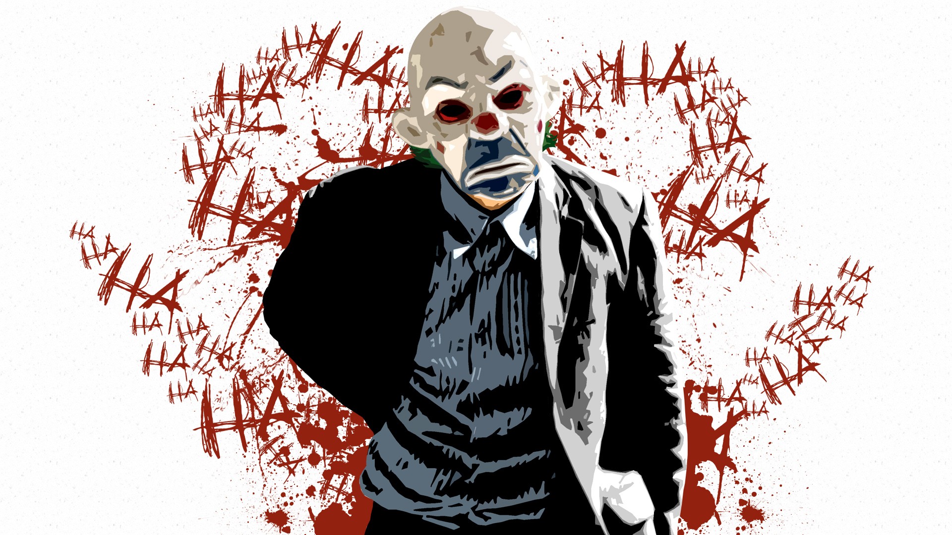 General 1920x1080 MessenjahMatt artwork Joker The Dark Knight simple background clown mask white background