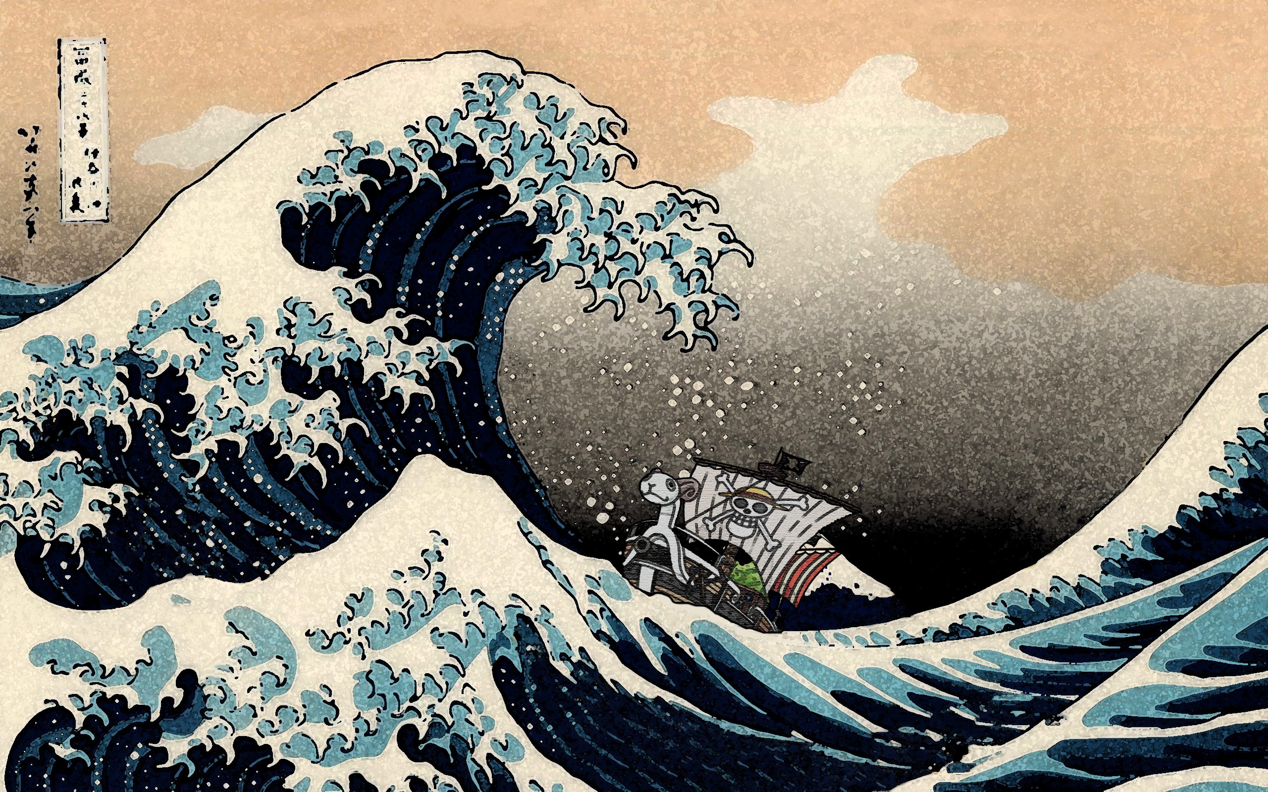 General 2560x1600 The Great Wave of Kanagawa Asian artwork waves ship Ukiyo-e One Piece