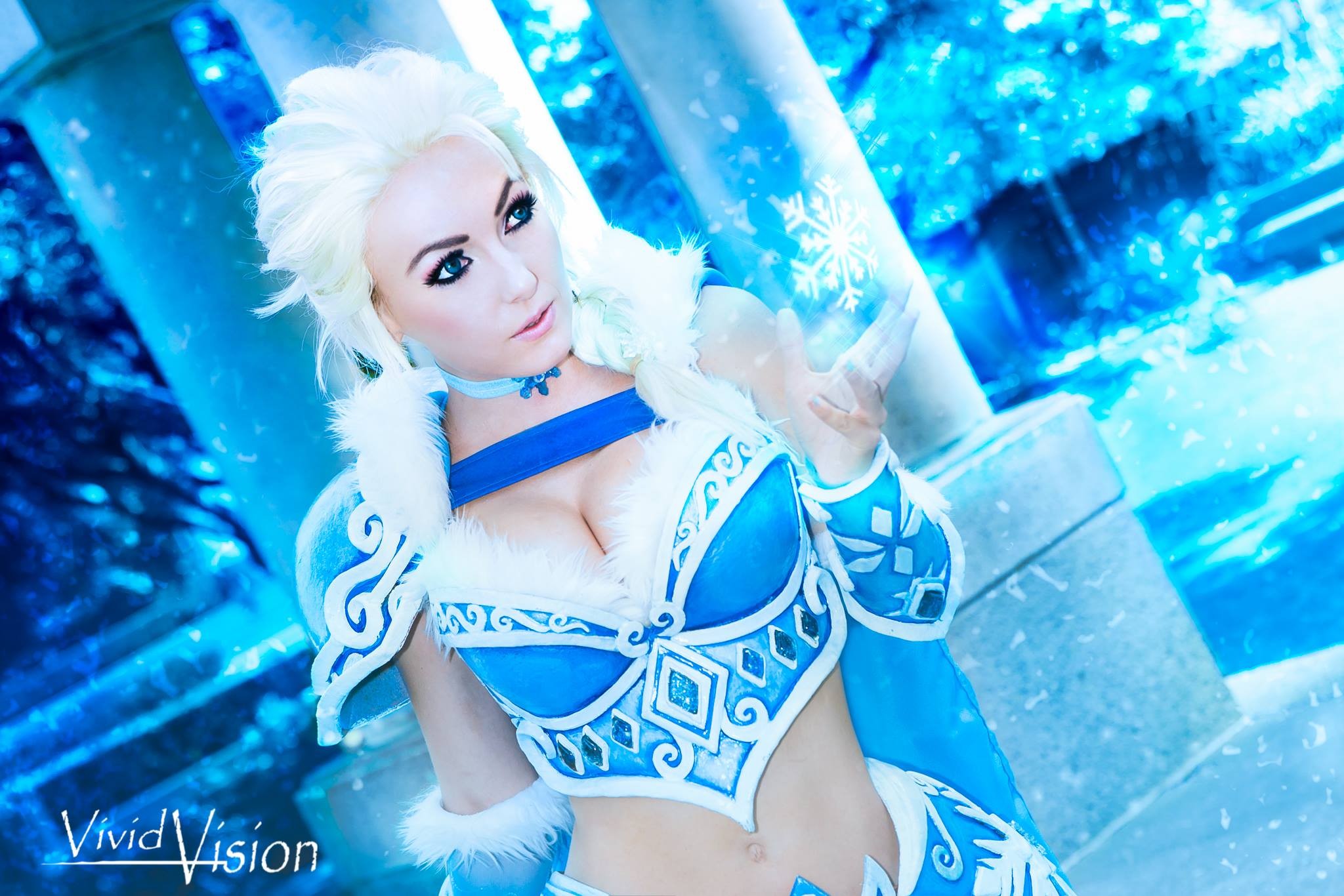 People 2048x1366 cosplay Frozen (movie) Elsa women cyan blue fantasy girl makeup model looking away white hair