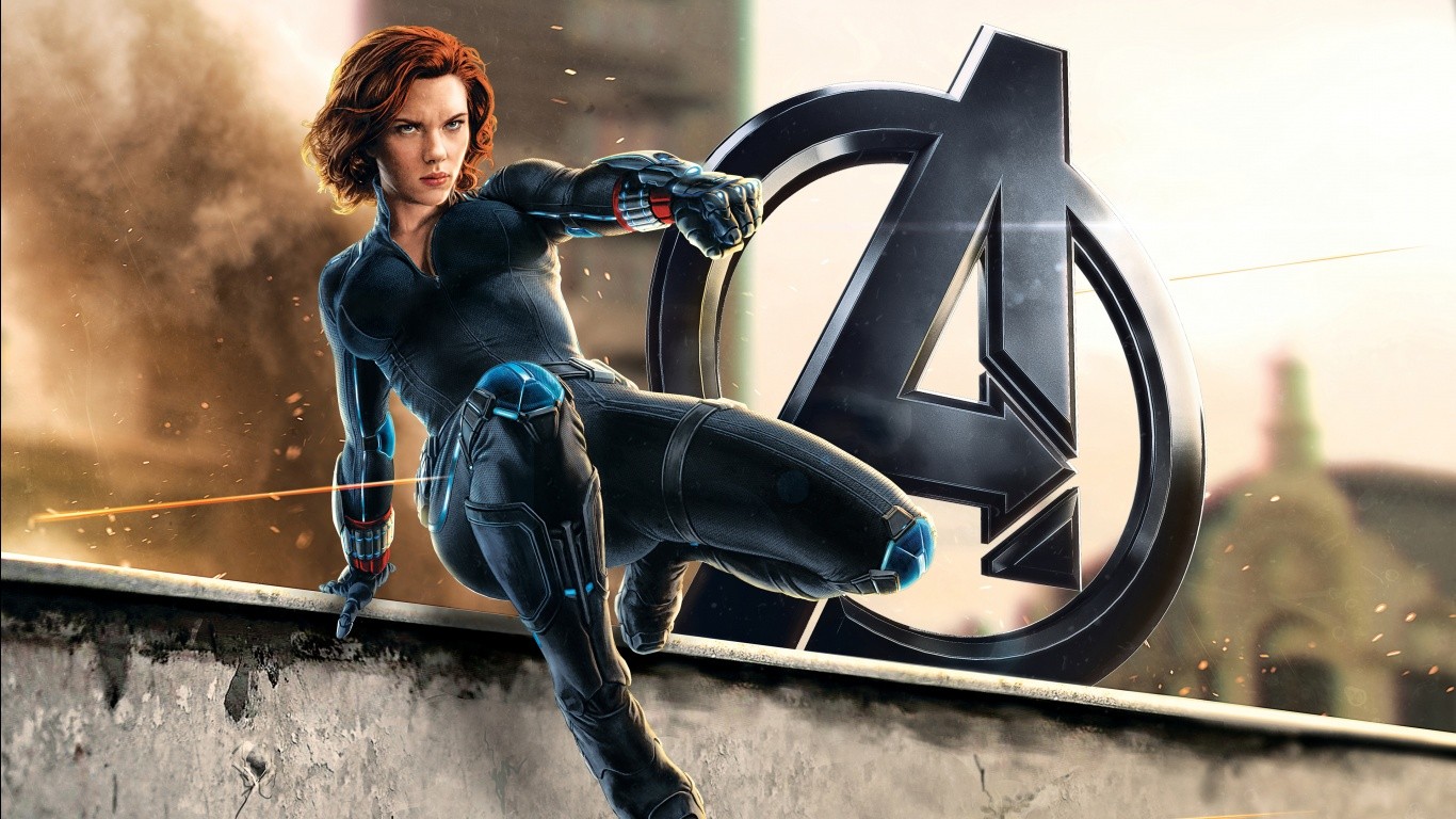 People 1366x768 Black Widow Avengers: Age of Ultron Scarlett Johansson Marvel Cinematic Universe women redhead actress British women