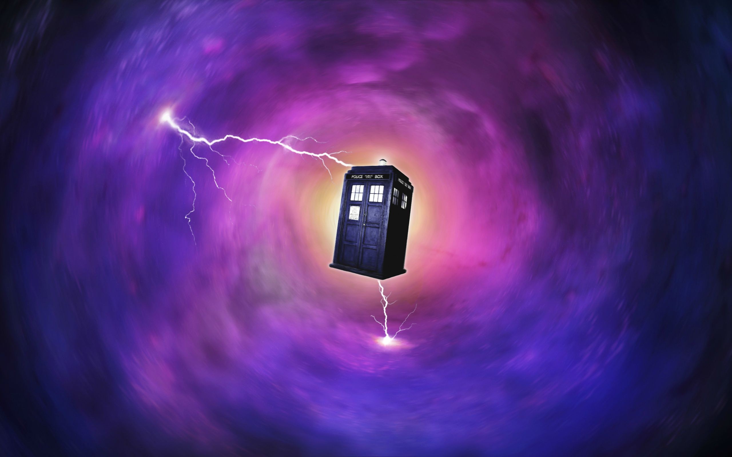 General 2560x1600 lightning TARDIS space Doctor Who TV series science fiction digital art