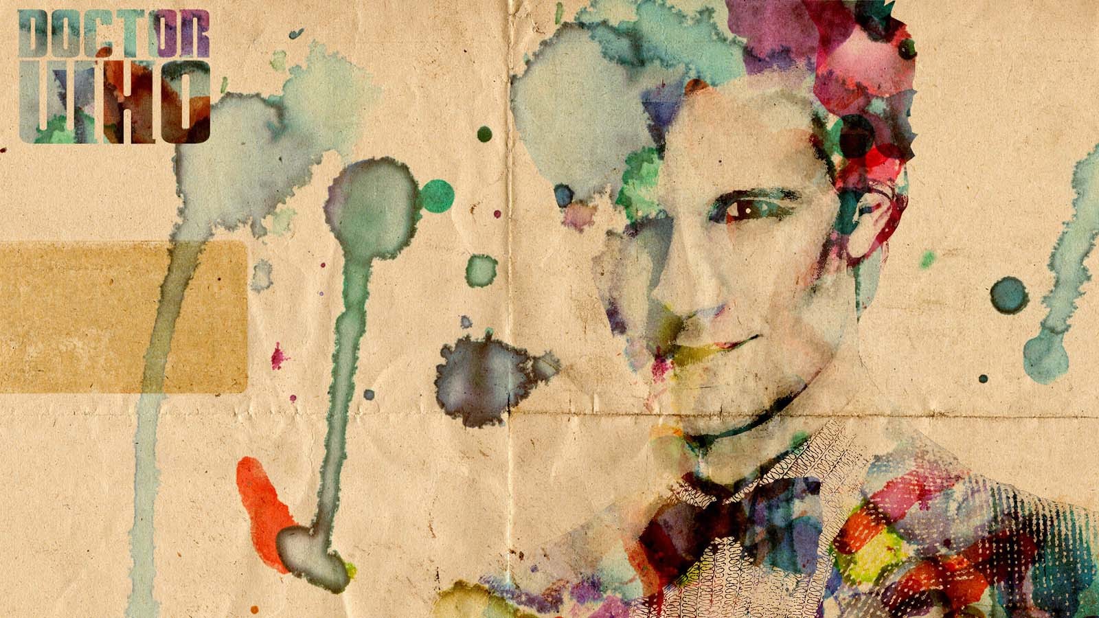 General 1600x900 Doctor Who Eleventh Doctor paint splatter watercolor beige TV series science fiction