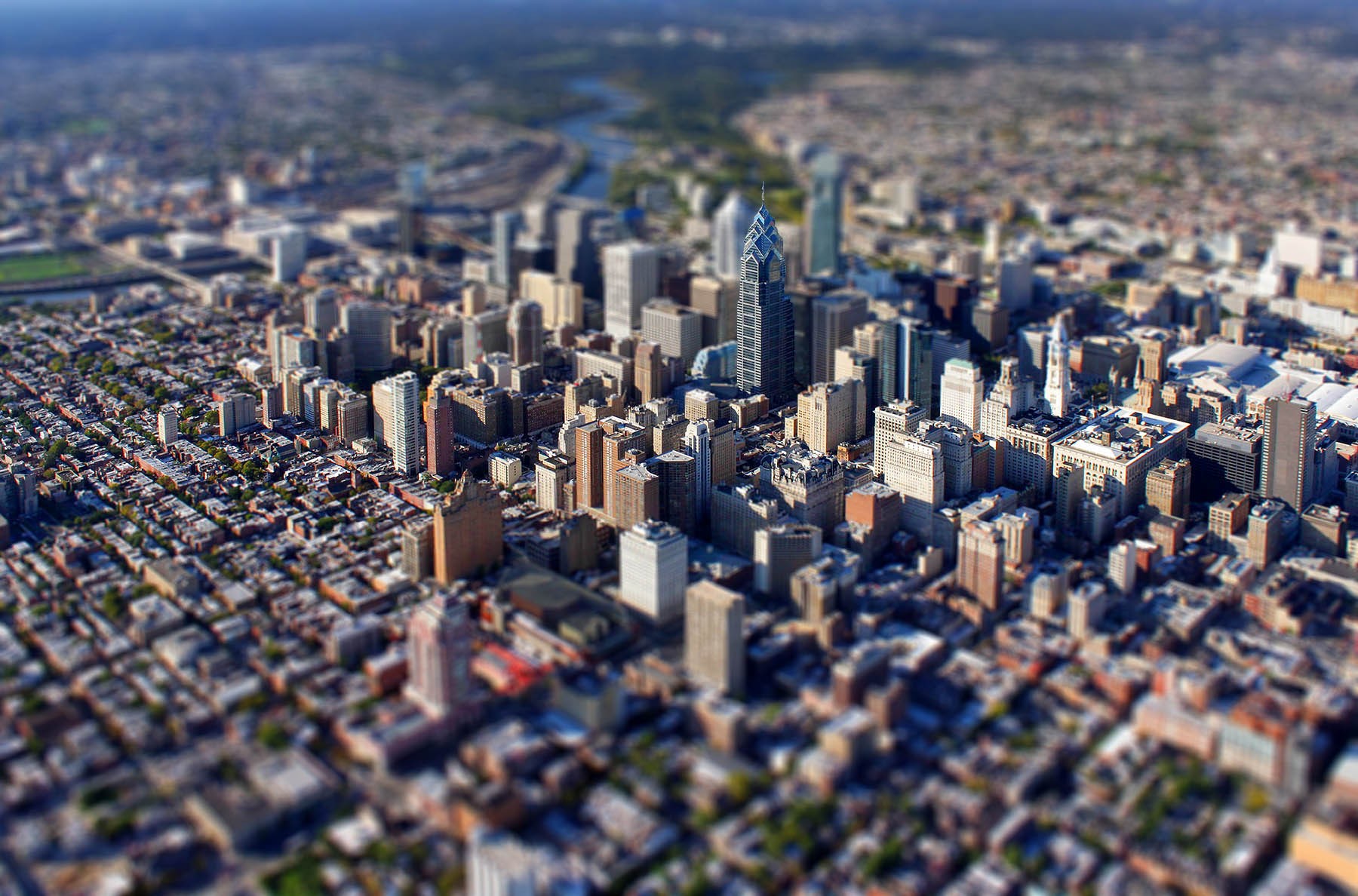 General 1800x1188 tilt shift city cityscape skyscraper building Philadelphia USA digital art