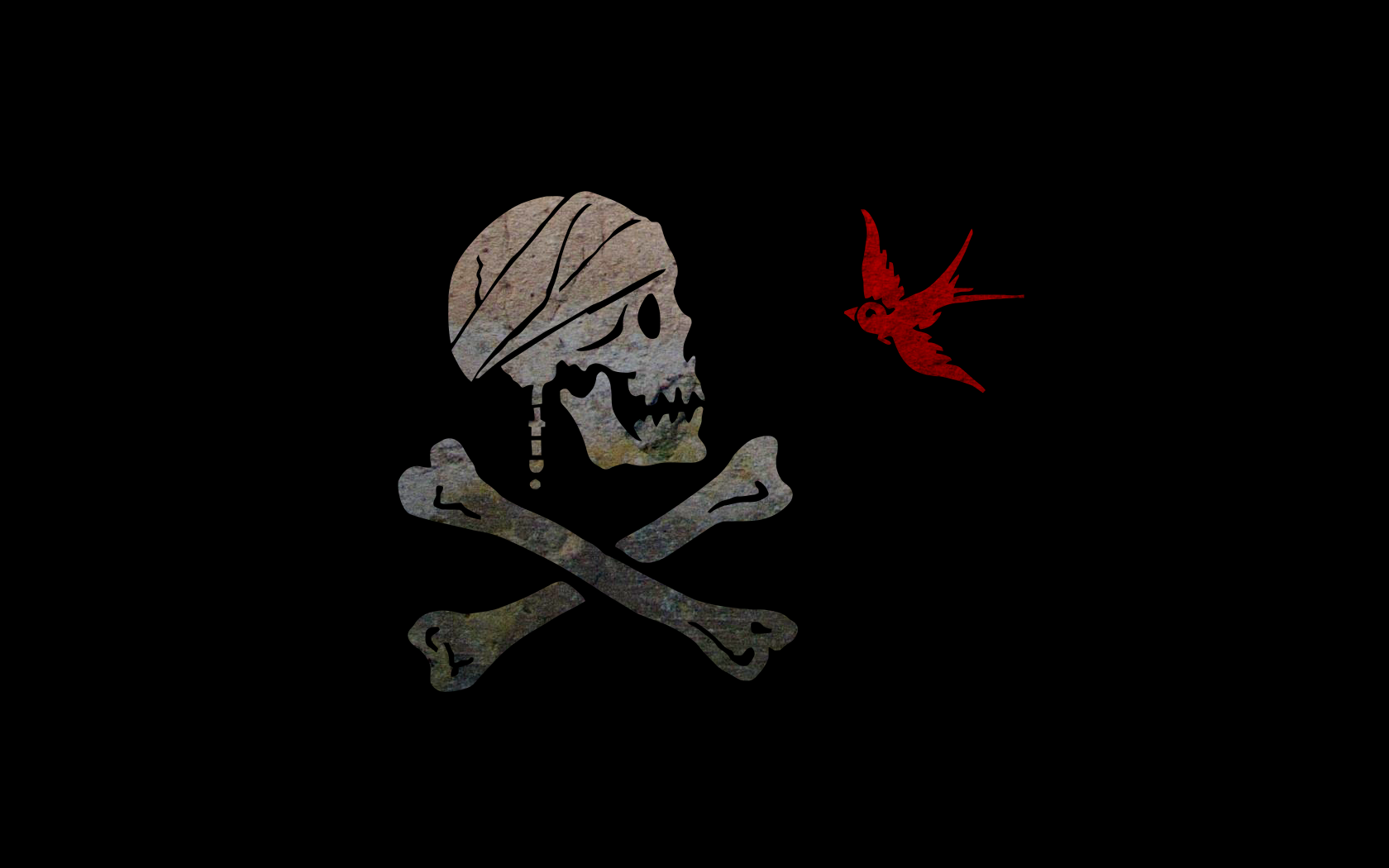 General 1680x1050 Pirates of the Caribbean Jack Sparrow Pirate Flag black background birds animals skull pirates movies minimalism