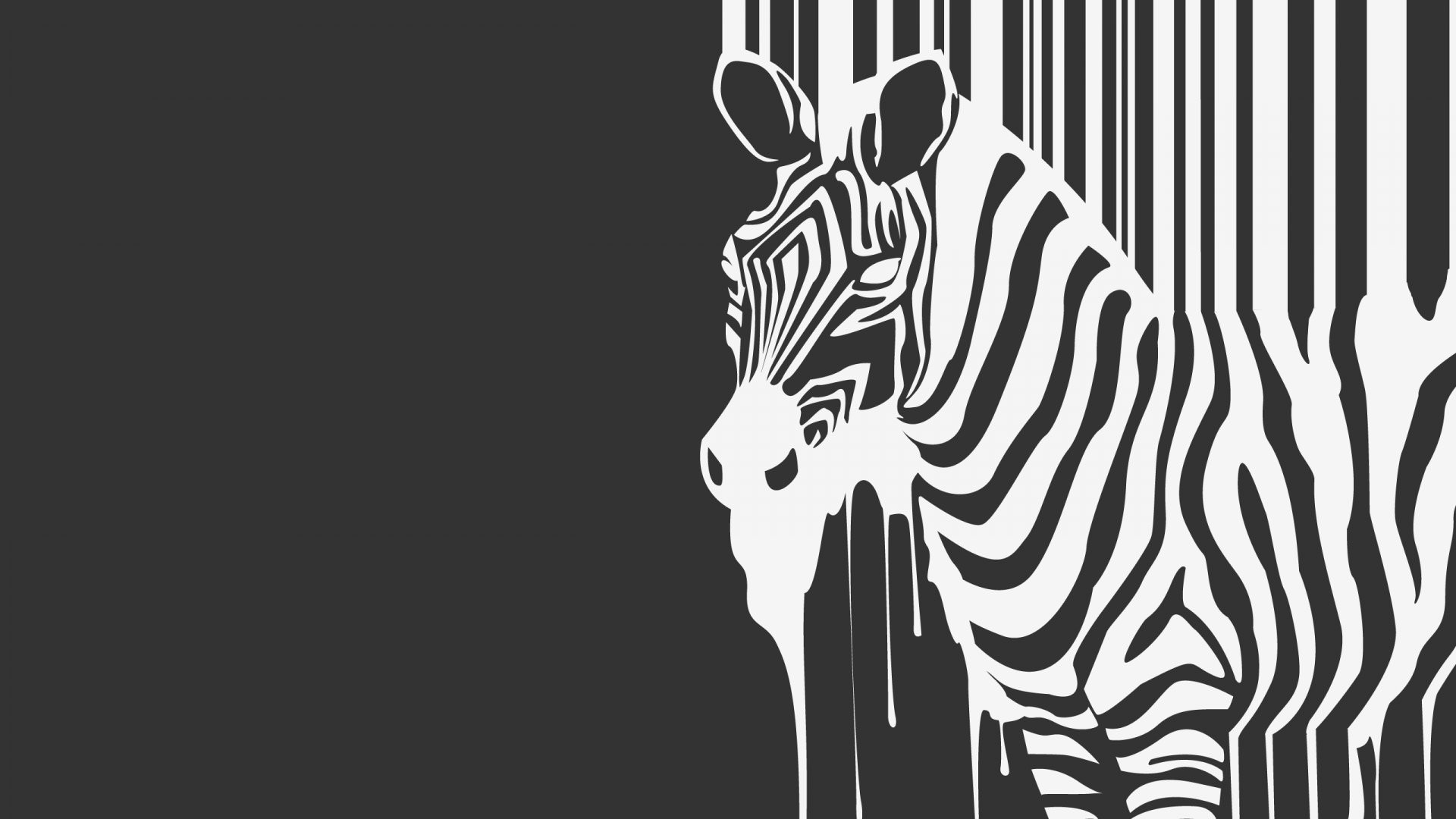 General 1920x1080 zebras animals monochrome artwork mammals simple background gray background