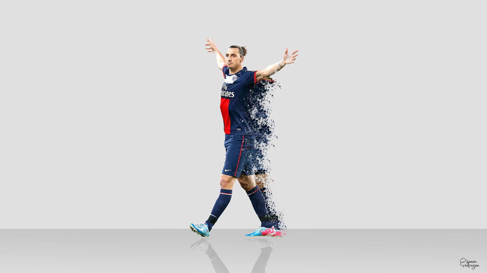 People 1920x1080 Zlatan Ibrahimovic Paris Saint-Germain Nike footballers soccer men sport simple background