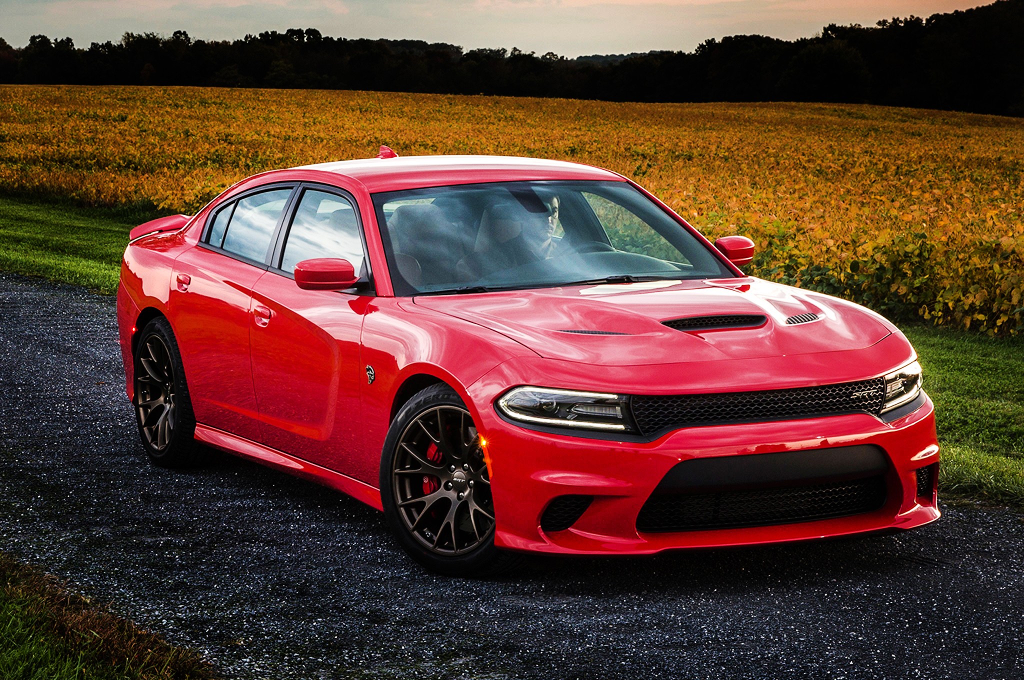 General 2048x1360 Dodge Dodge Charger SRT sports sedan car vehicle field red cars American cars Stellantis muscle cars